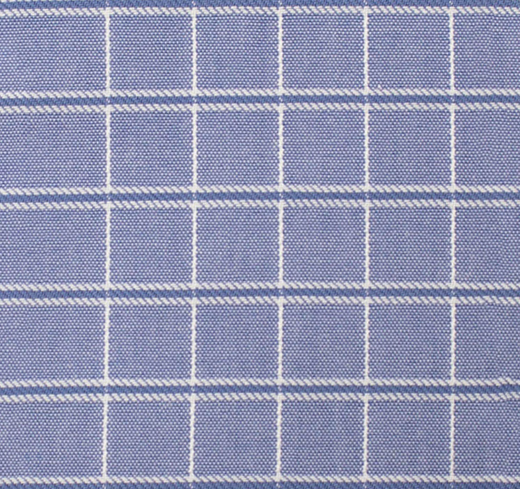073 SC - Blue Satin Check Spread Collar
