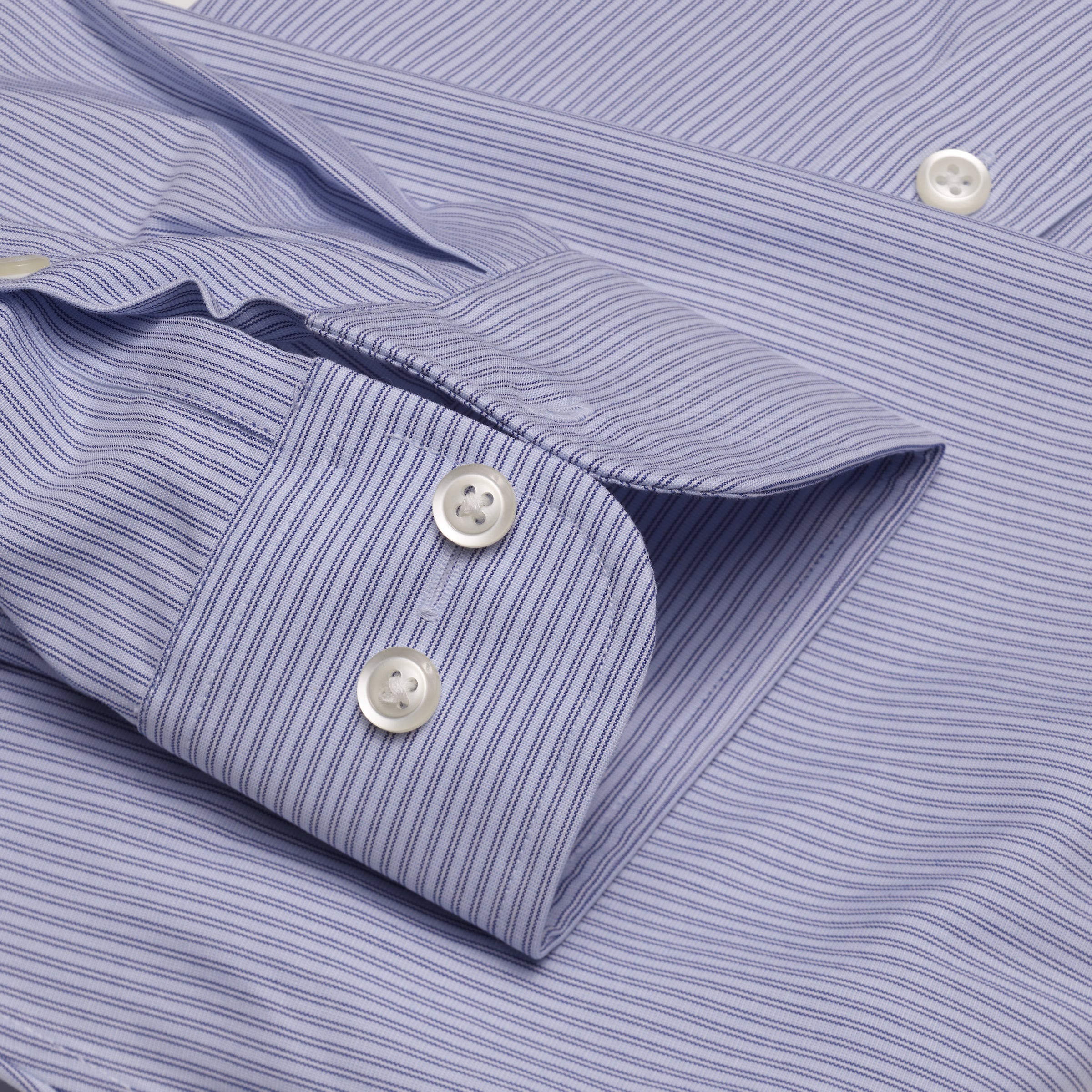 074 TF BD - Blue Double Line Stripe Tailored Fit Button Down Collar
