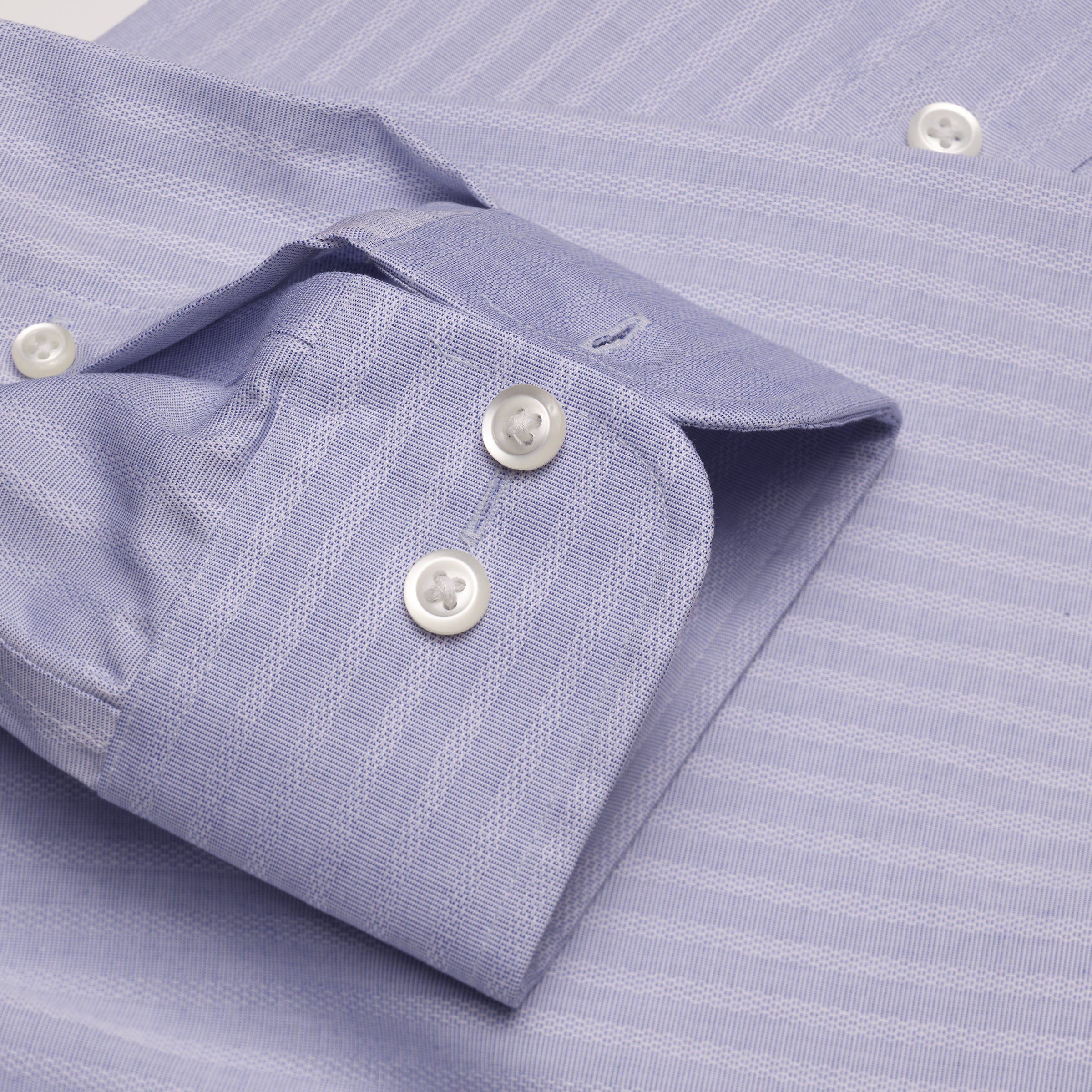 079 SC - Grey Text Dobby Stripe Spread Collar