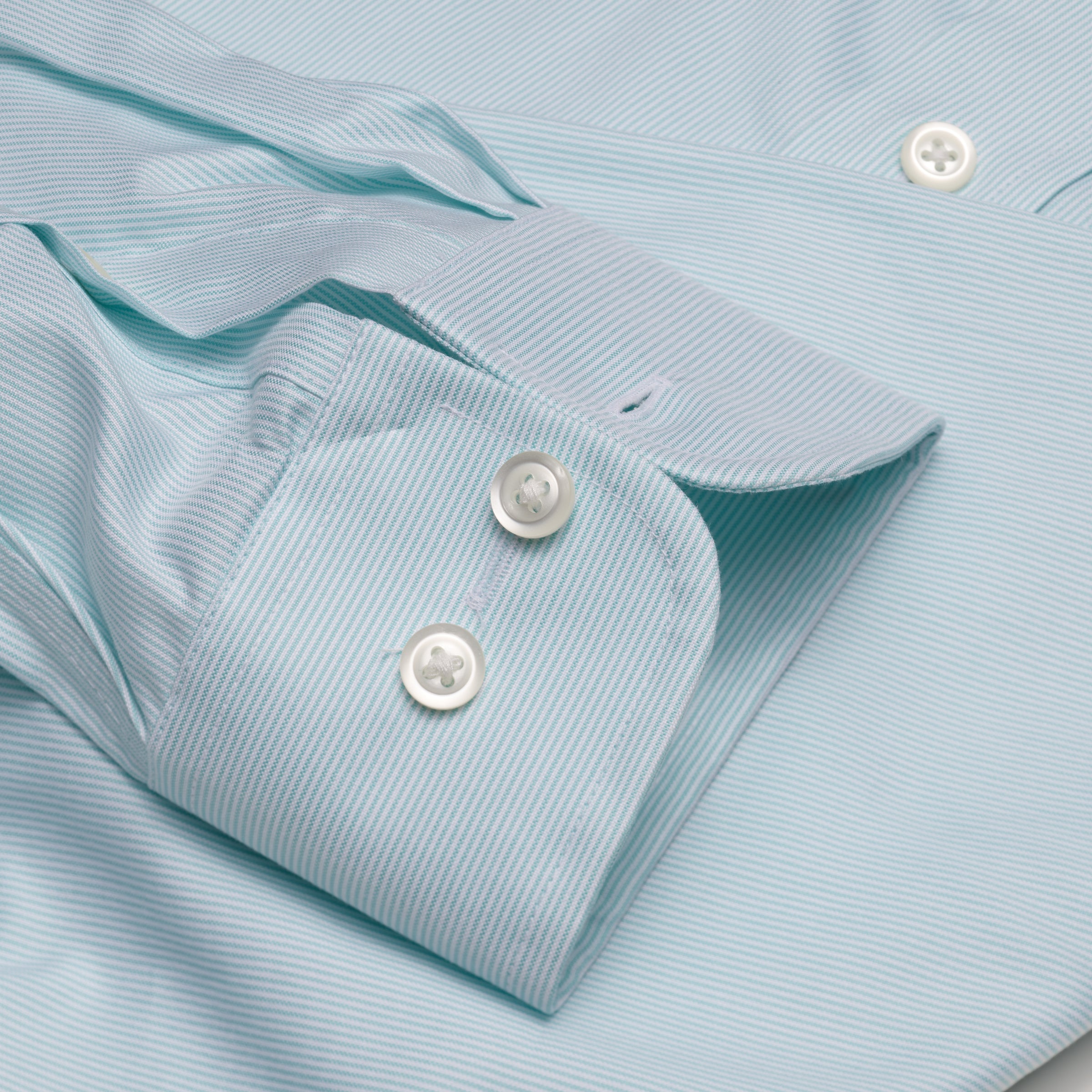 080 TF BD - Mint Fine Line Stripe Tailored Fit Button Down Collar