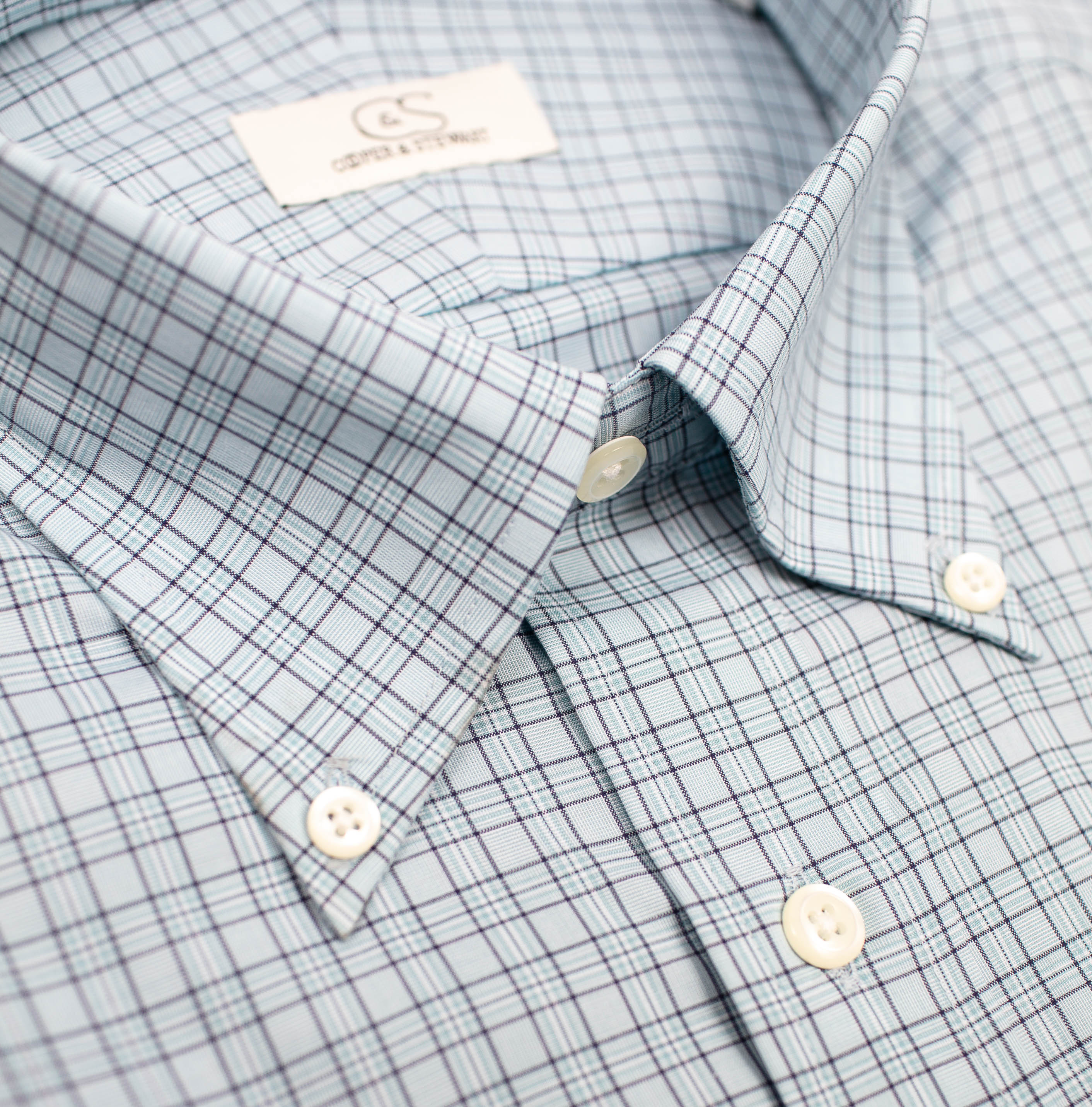 081 BD - Aqua Plaid Button Down Collar