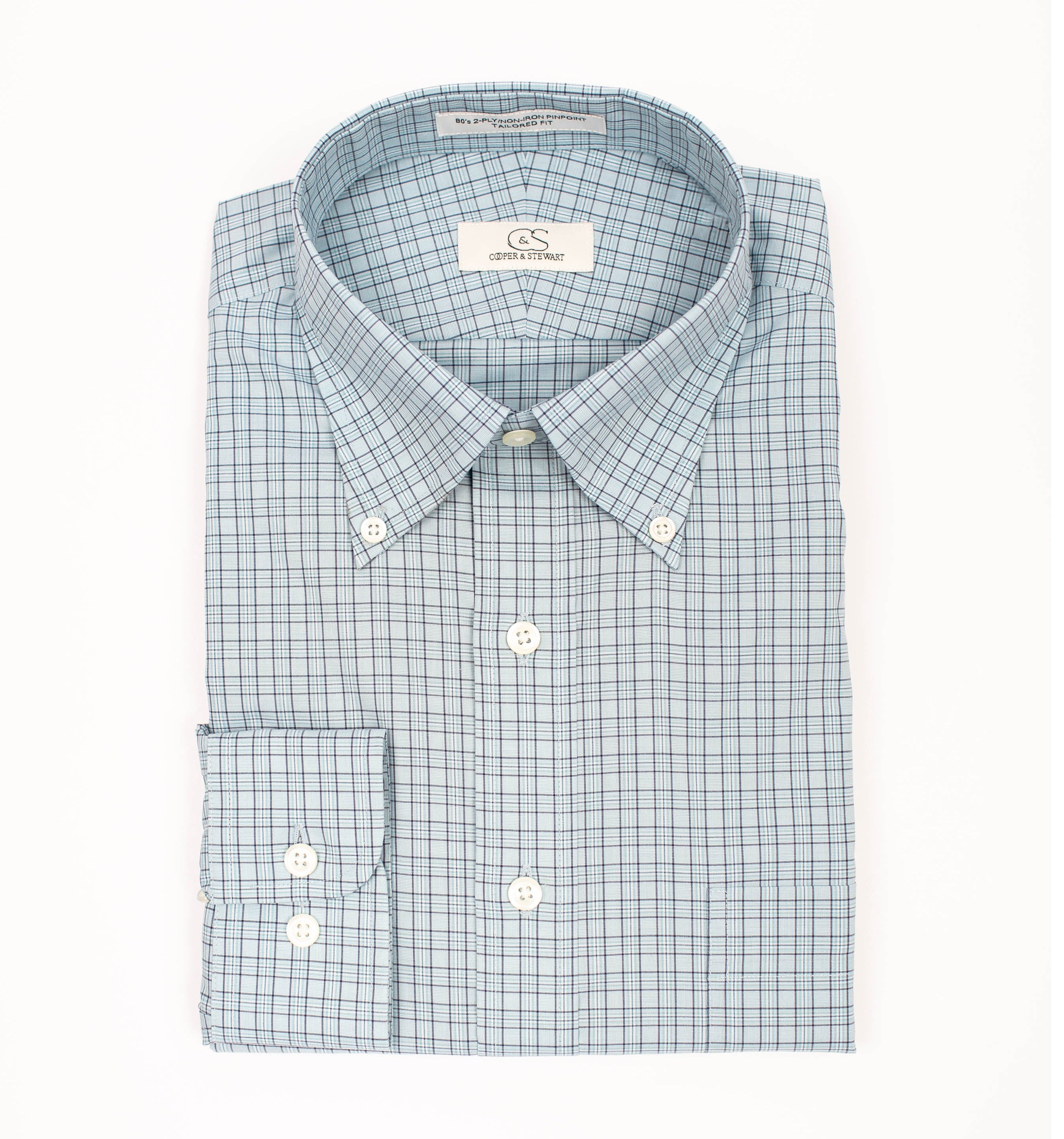 081 BD - Aqua Plaid Button Down Collar