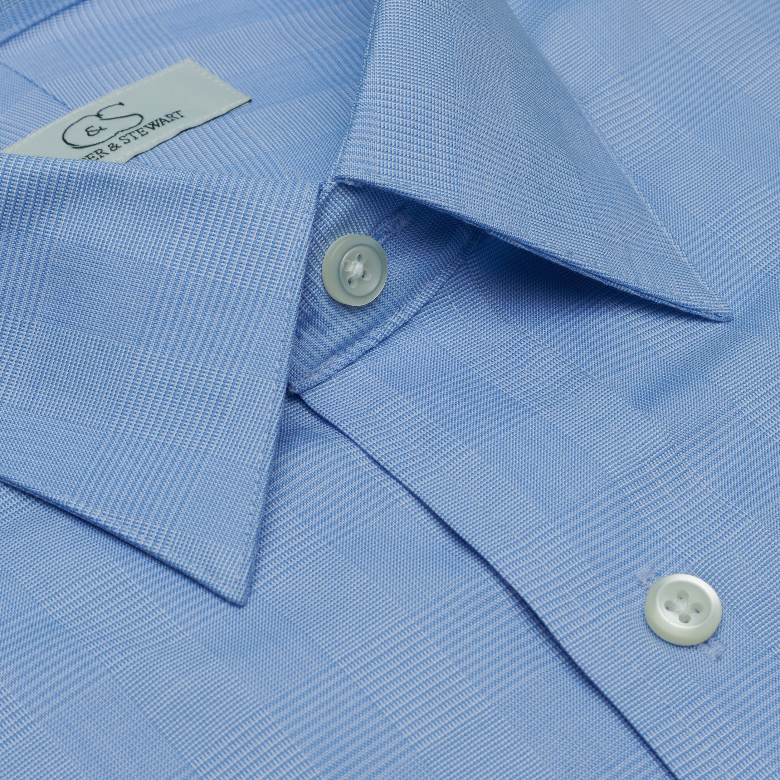 084 TF SC - Blue Glen Plaid Tailored Fit Spread Collar