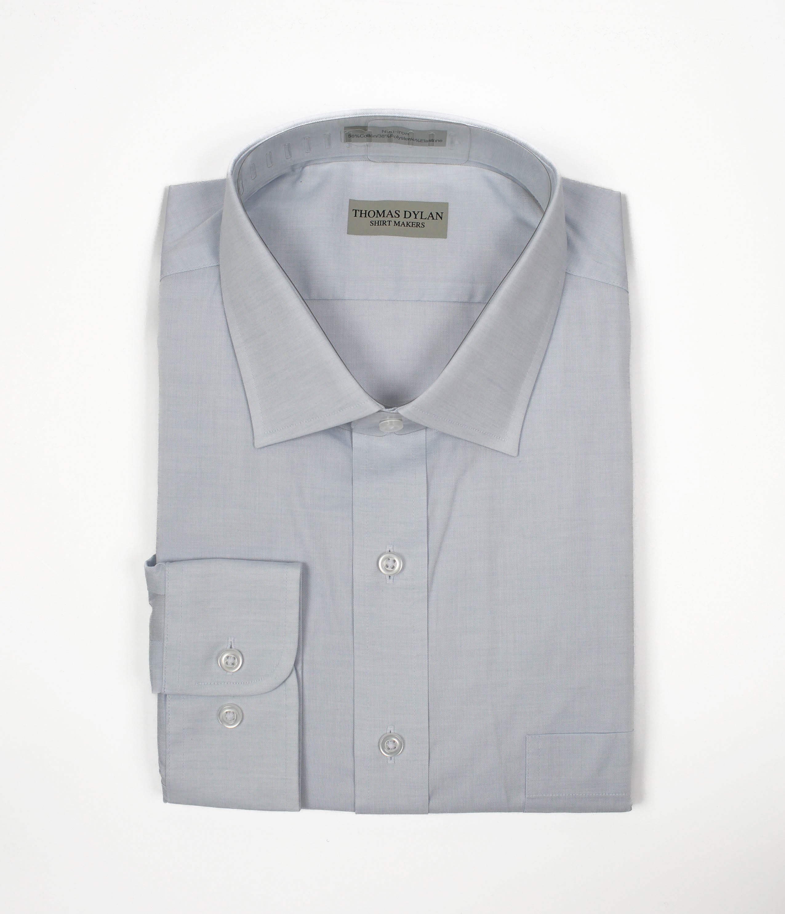134 TF SC - Thomas Dylan Silver Grey Tailored Fit Spread Collar