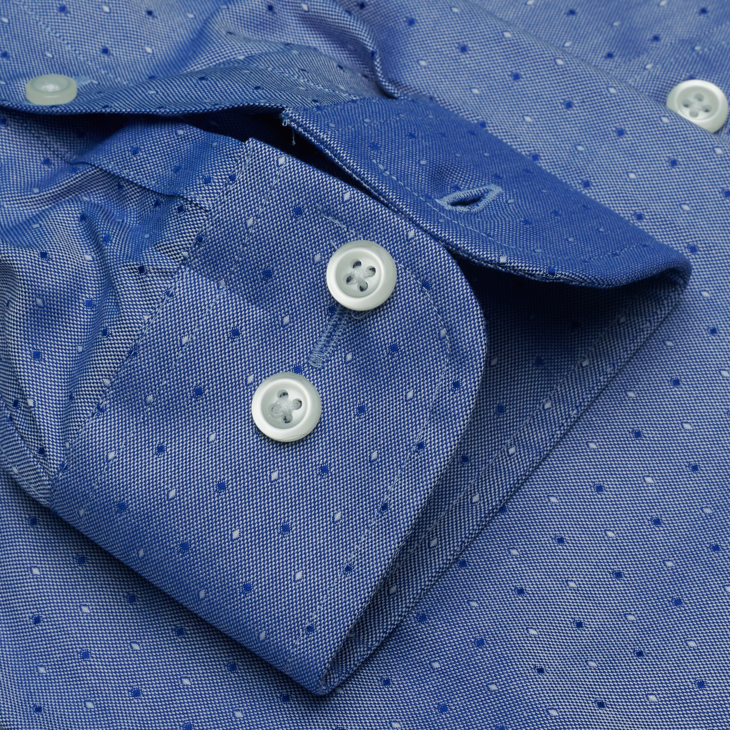 088 TF SC - Blue Dobby Clip Dot Tailored Fit Spread Collar (95/5)