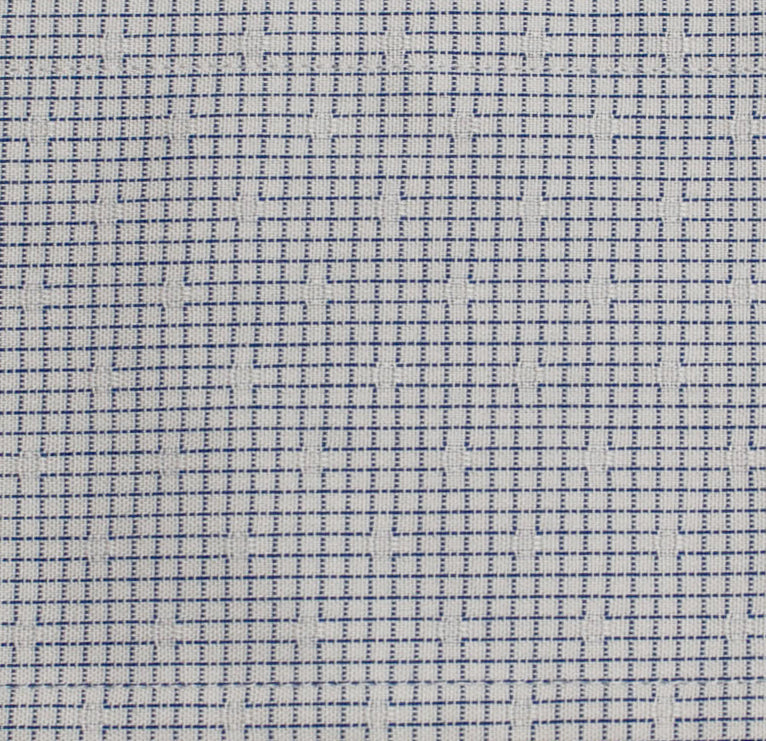 089 TF SC - Blue Dobby on Graph Check Tailored Fit Spread Collar (95/5)