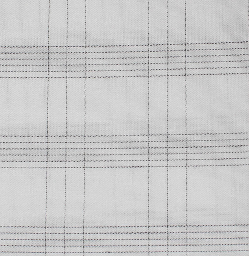 092 SC - Soft Grey Plaid Spread Collar (95/5)