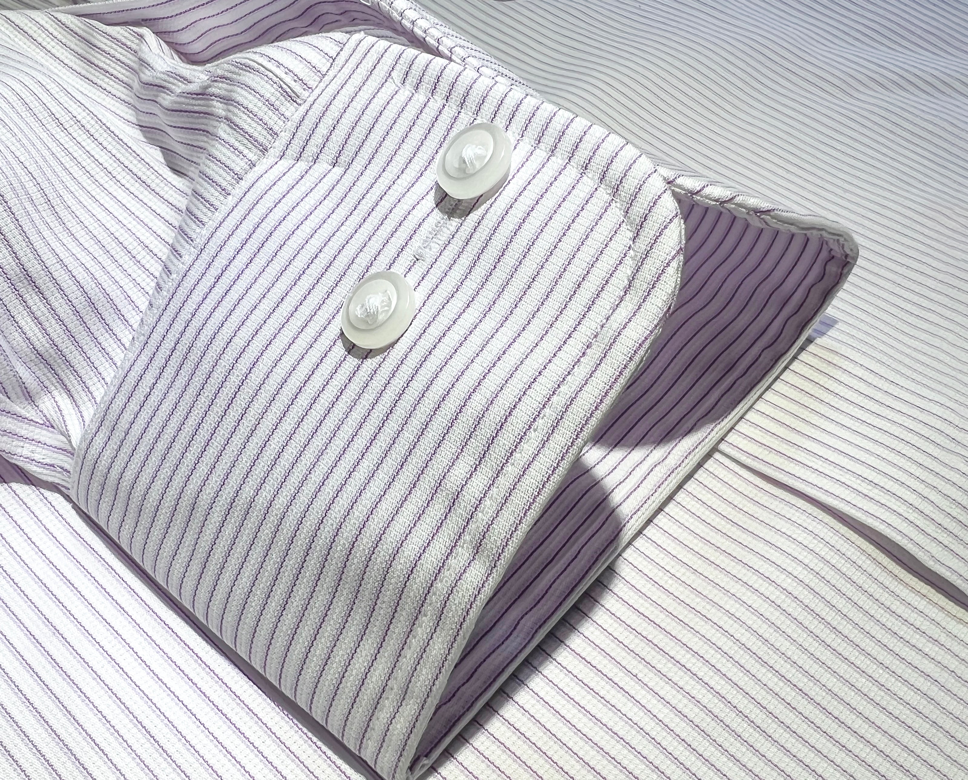 093 TF SC - Lavender Textured Stripe Tailored Fit Spread Collar (95/5)