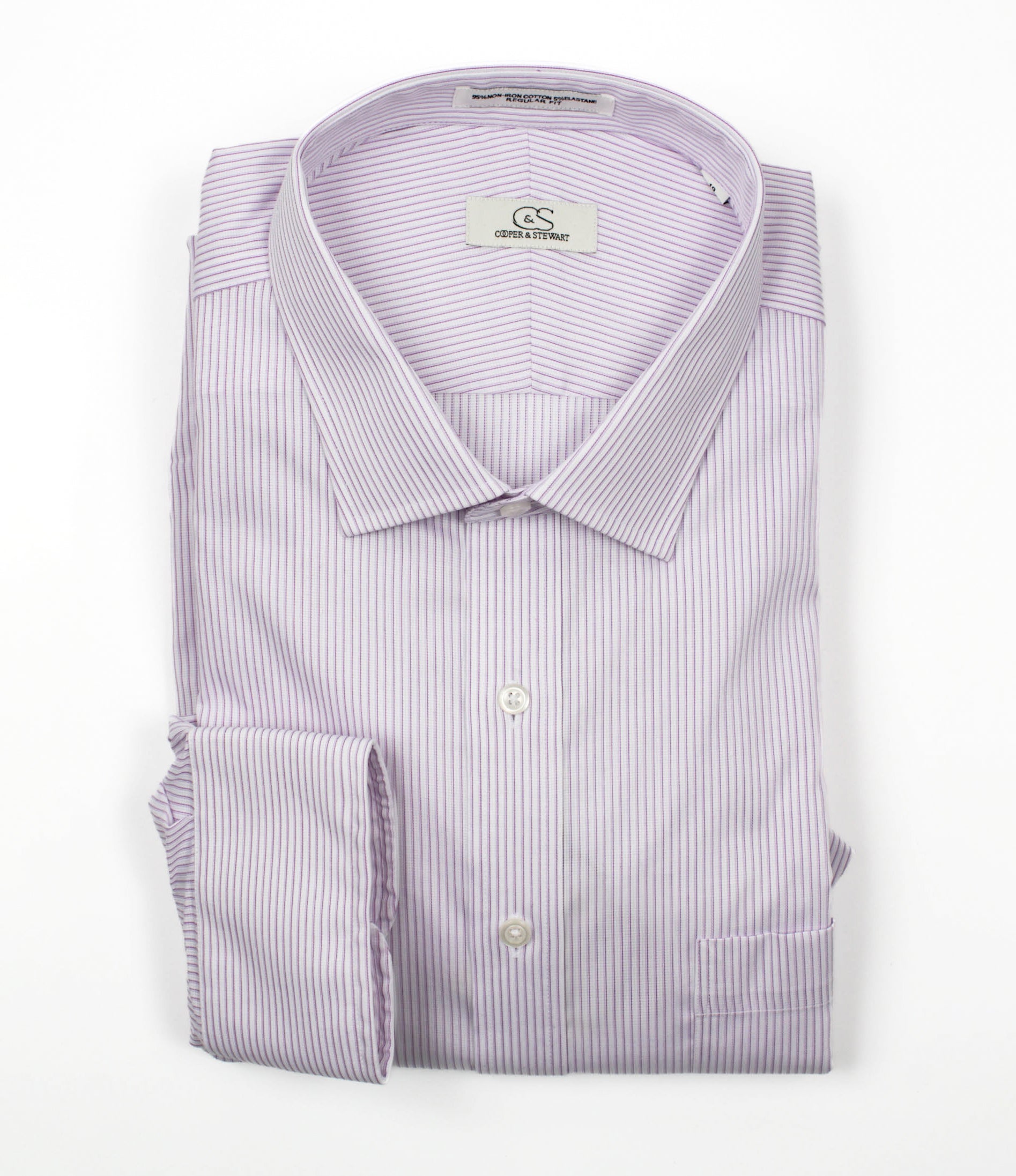 093 SC - Lavender Textured Stripe Spread Collar (95/5)