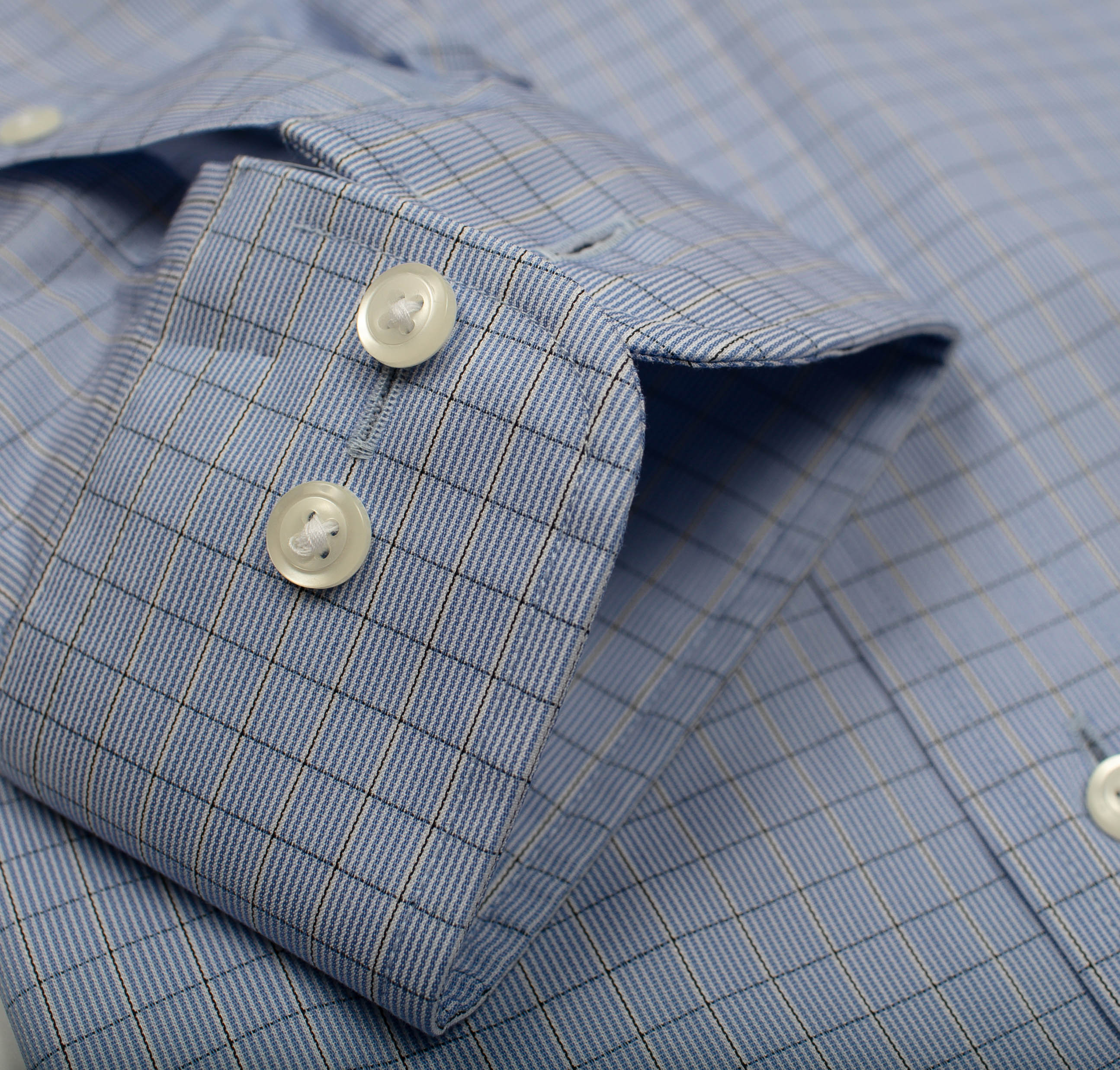 094 BD - Blue Small Check Button Down Collar (95/5)