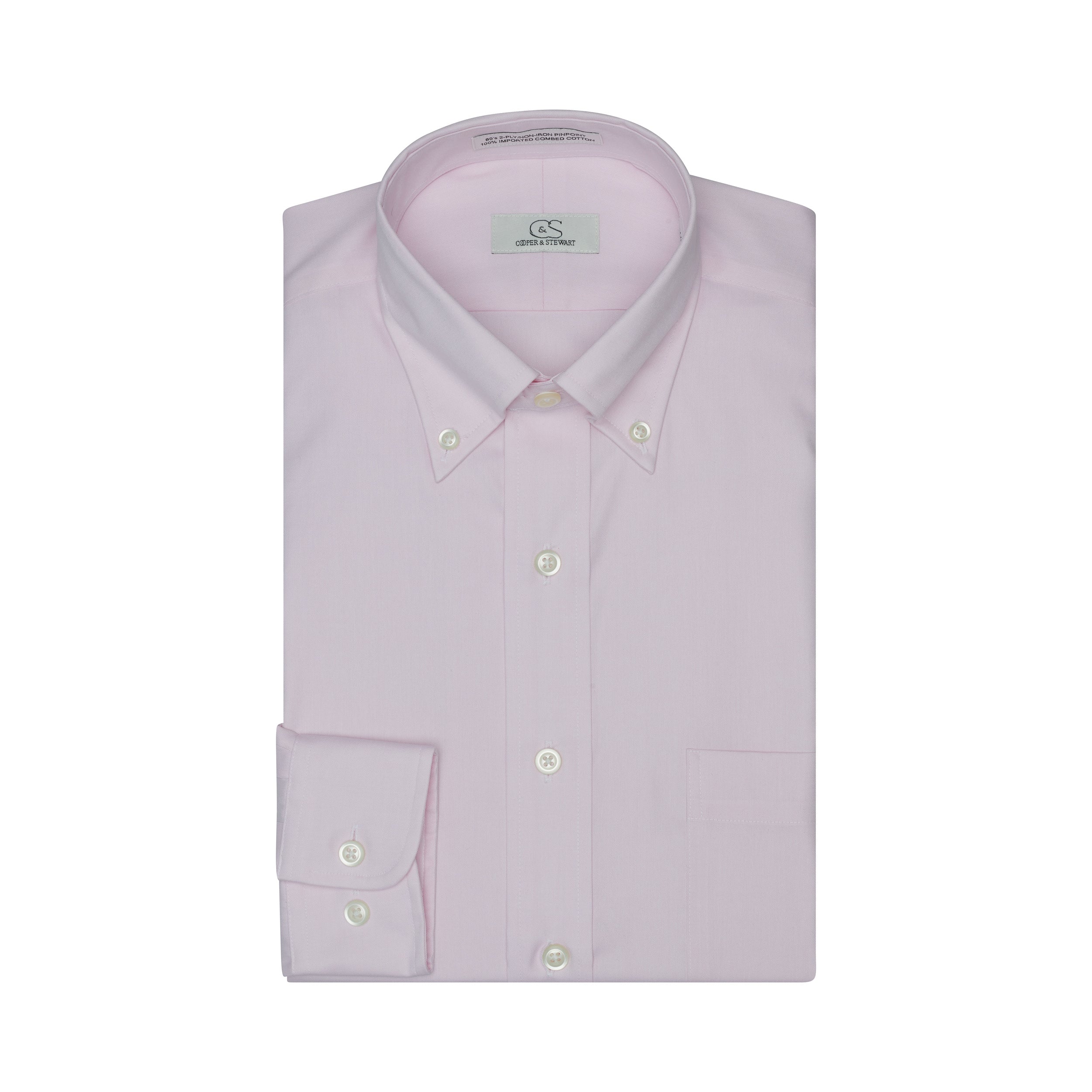 096 TF BD - Pink Tailored Fit Button Down Collar