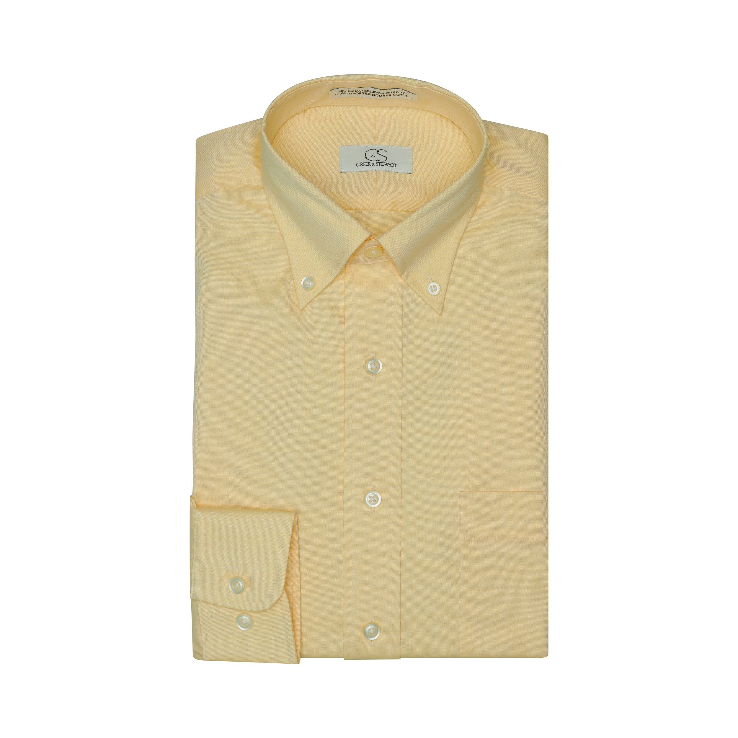 097 TF BD - Yellow Tailored Fit Button Down Collar