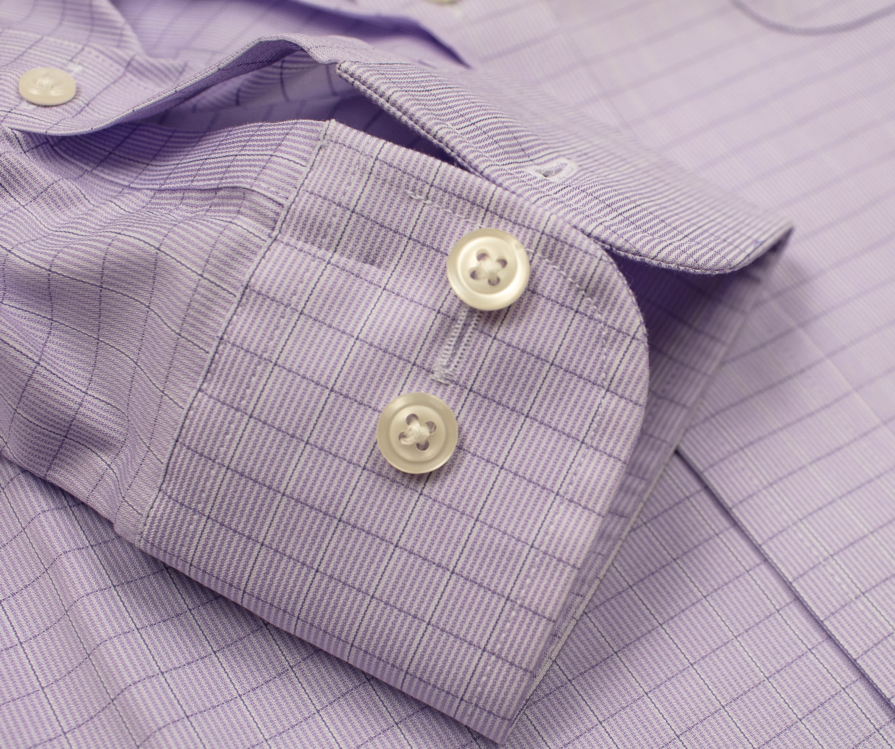 098 TF BD - Lavender Grid w/Overlay Check Tailored Fit Button Down Collar