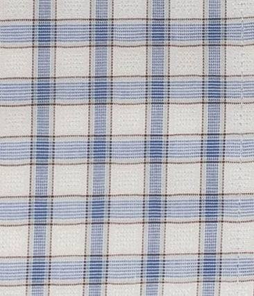 103 TF SC - White Ground w/Blue & Tan Check Tailored Fit Spread Collar