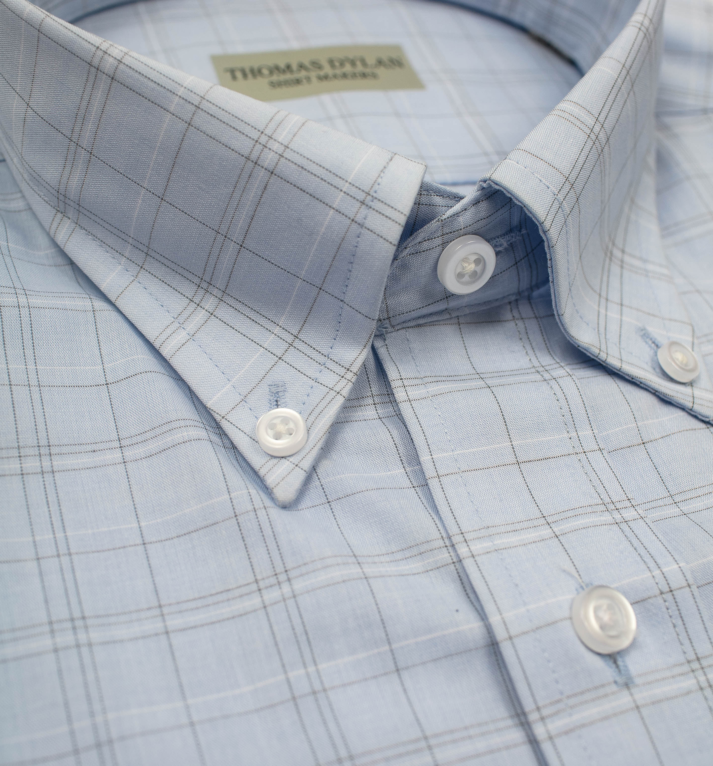 104 BD - Light Blue Ground Plaid w/White Button Down Collar