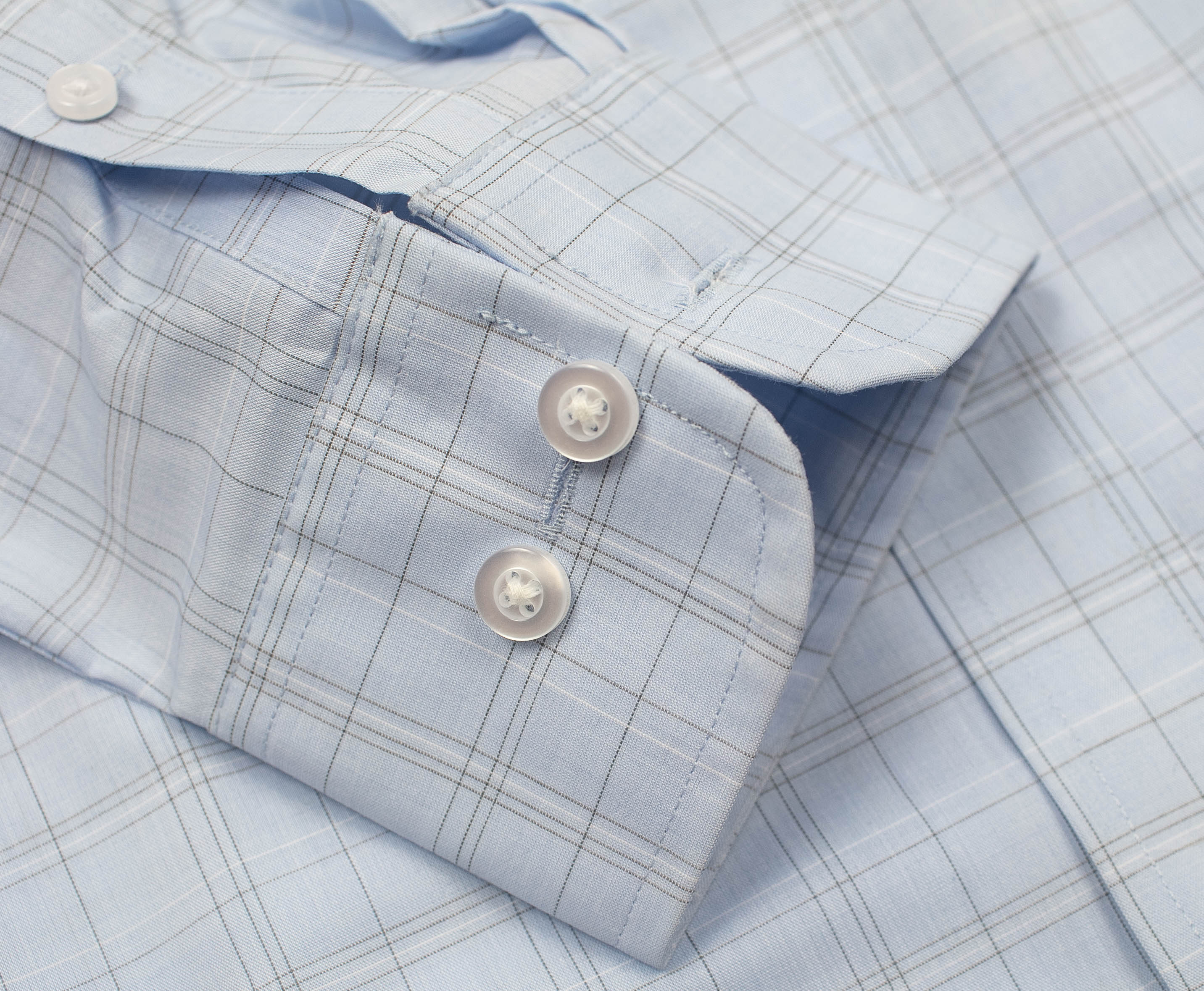 104 BD - Light Blue Ground Plaid w/White Button Down Collar