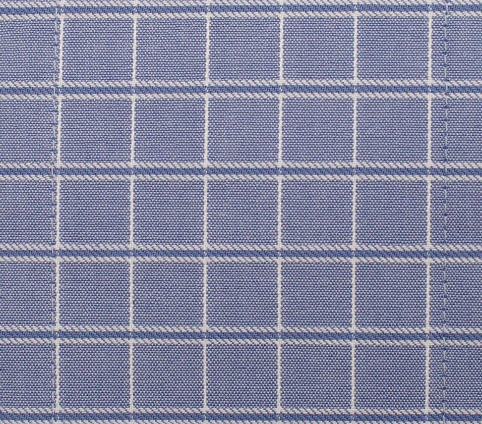 114 BD - Blue Satin Check Button Down Collar