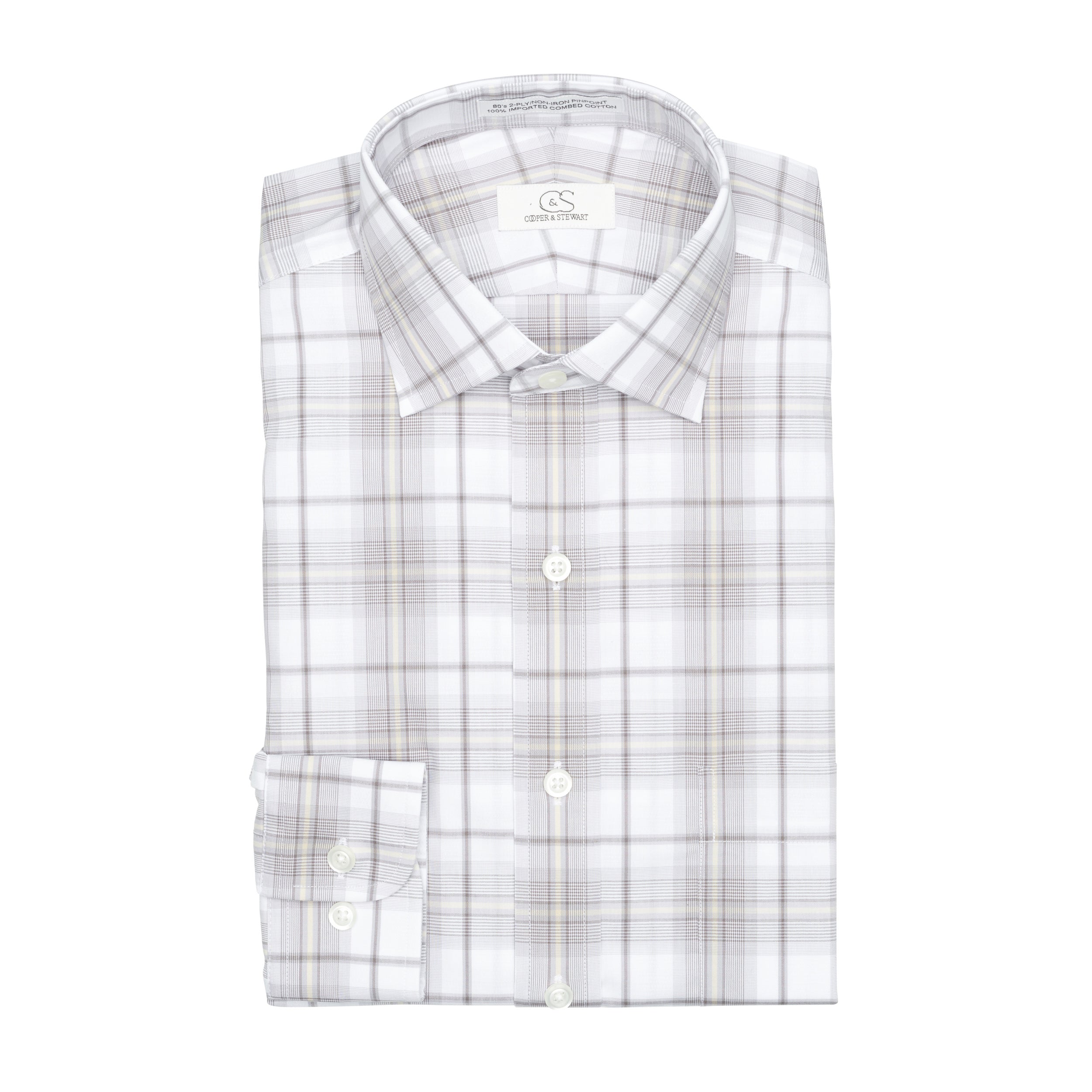 124 TF SC - Open Plaid Multi Tailored Fit Spread Collar