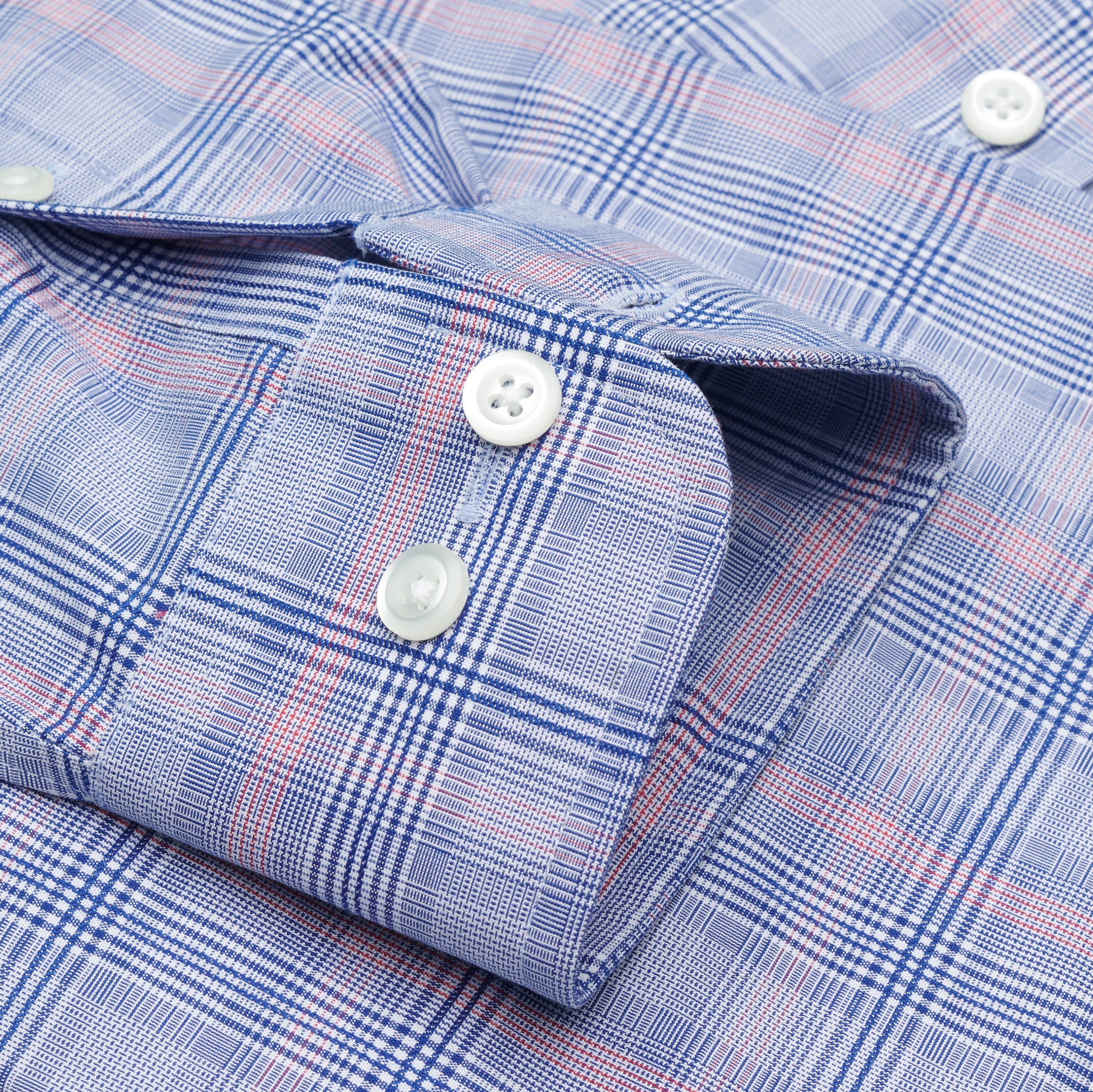 126 BD - Blue w/Coral Glen Plaid Button Down Collar