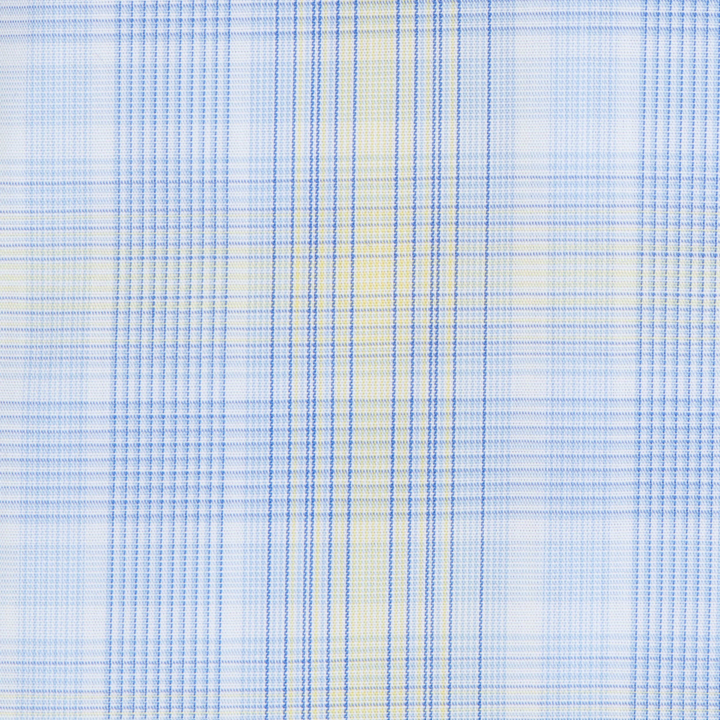 128 BD - Blue Exploded Plaid w/Yellow Button Down Collar (95/5)
