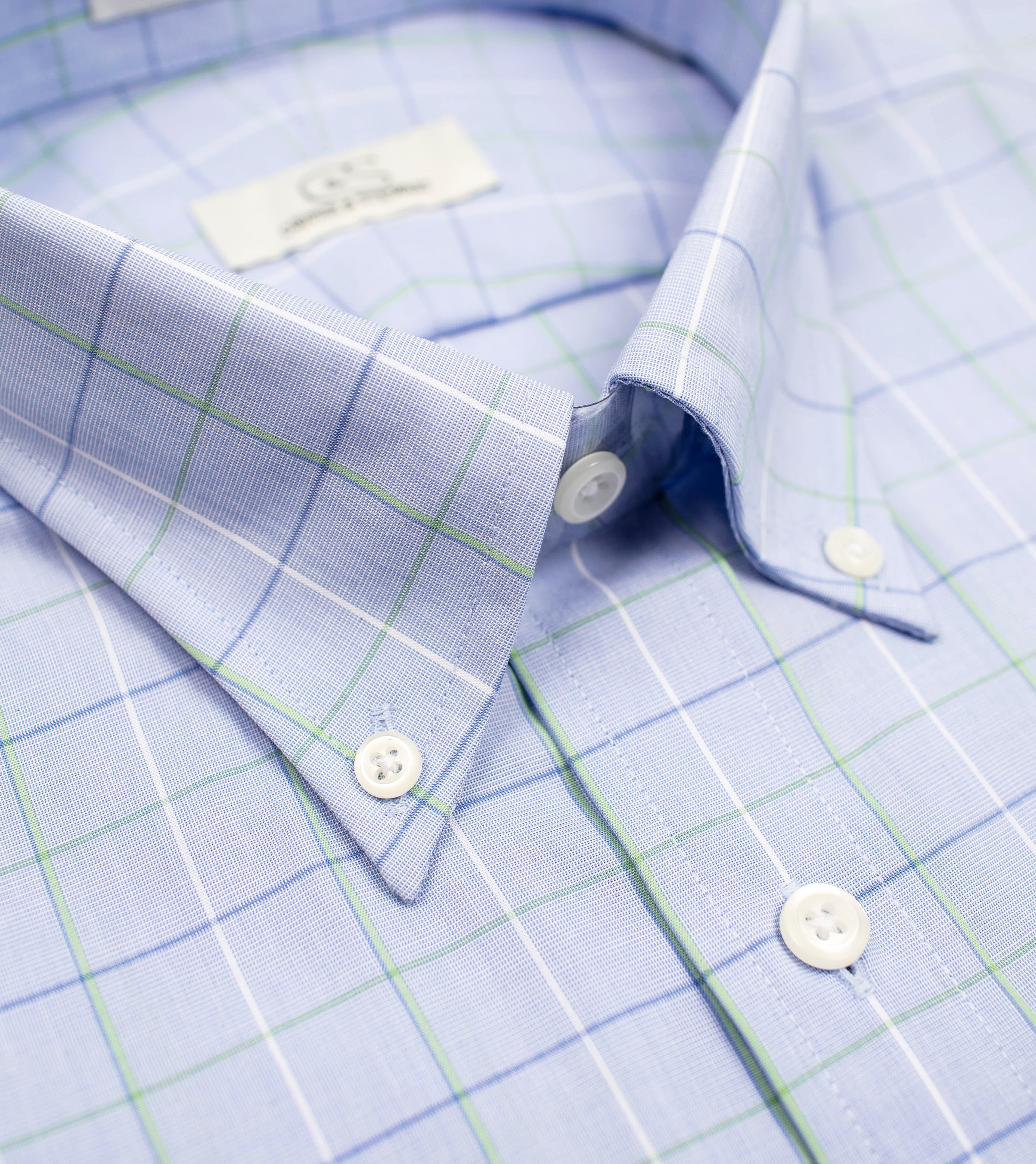 138 BD - Blue/Green Windowpane Button Down Collar