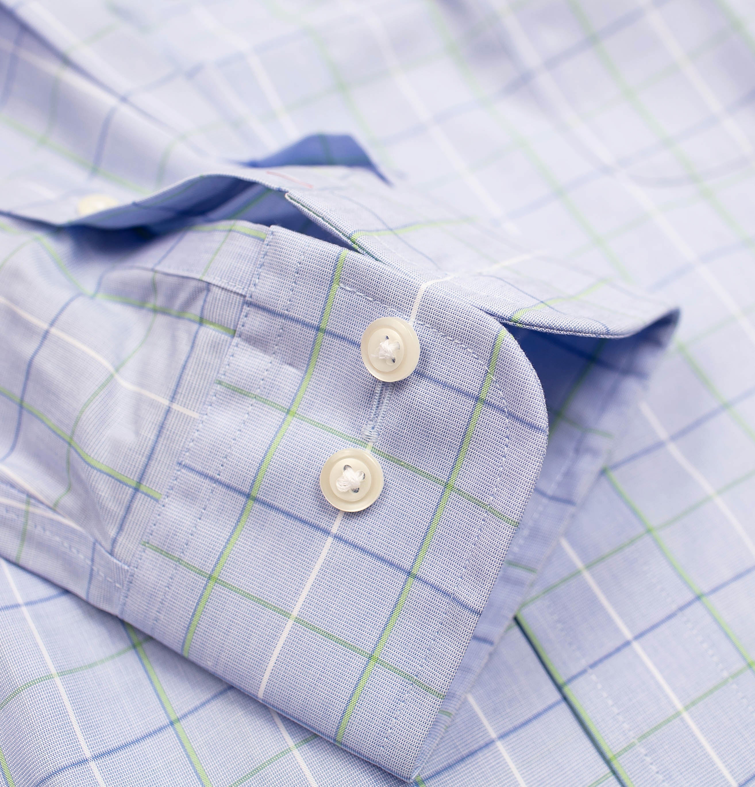 138 BD - Blue/Green Windowpane Button Down Collar