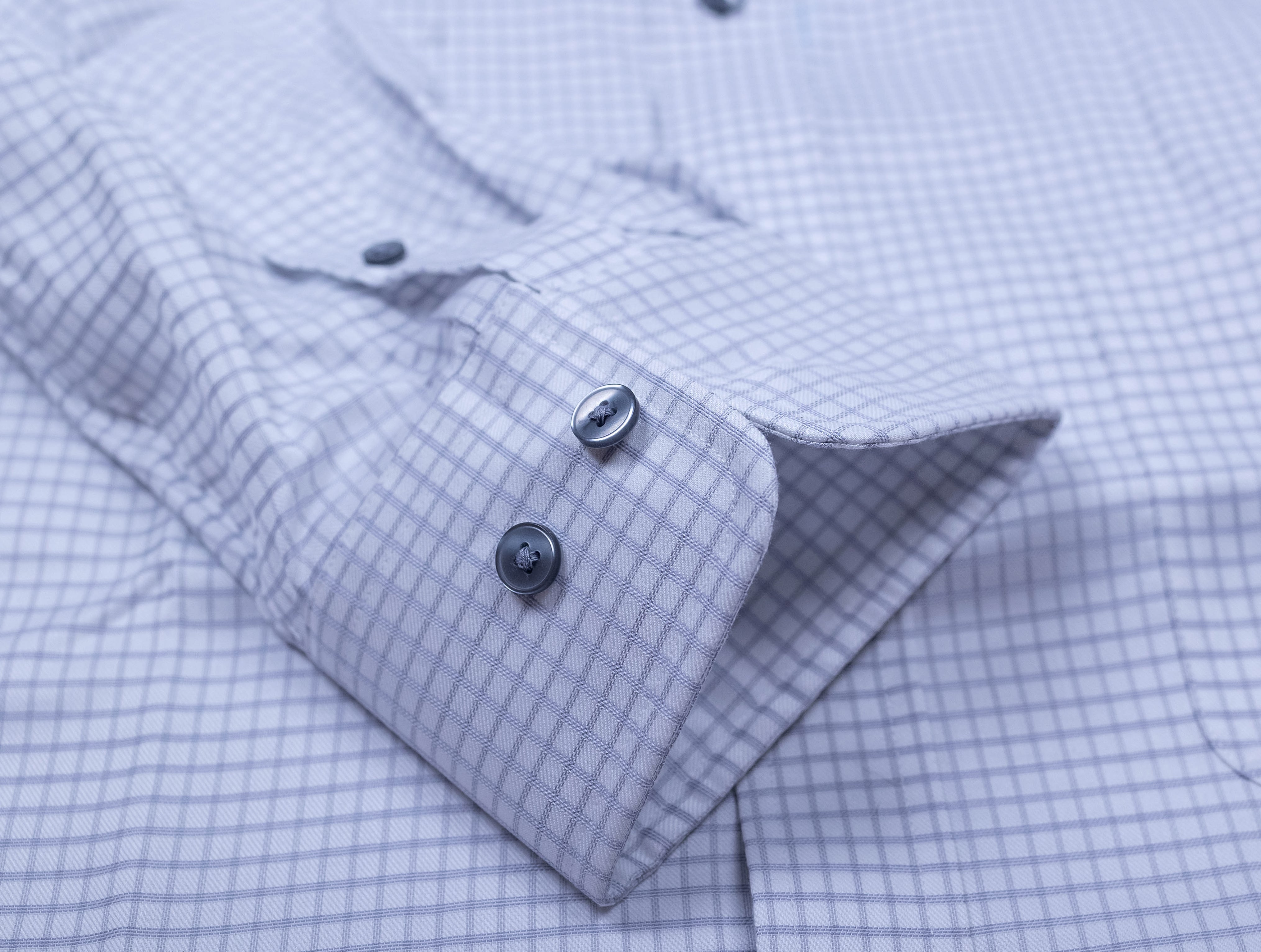 168 CF SC - CF Pearl Gray Tattersall Spread Collar