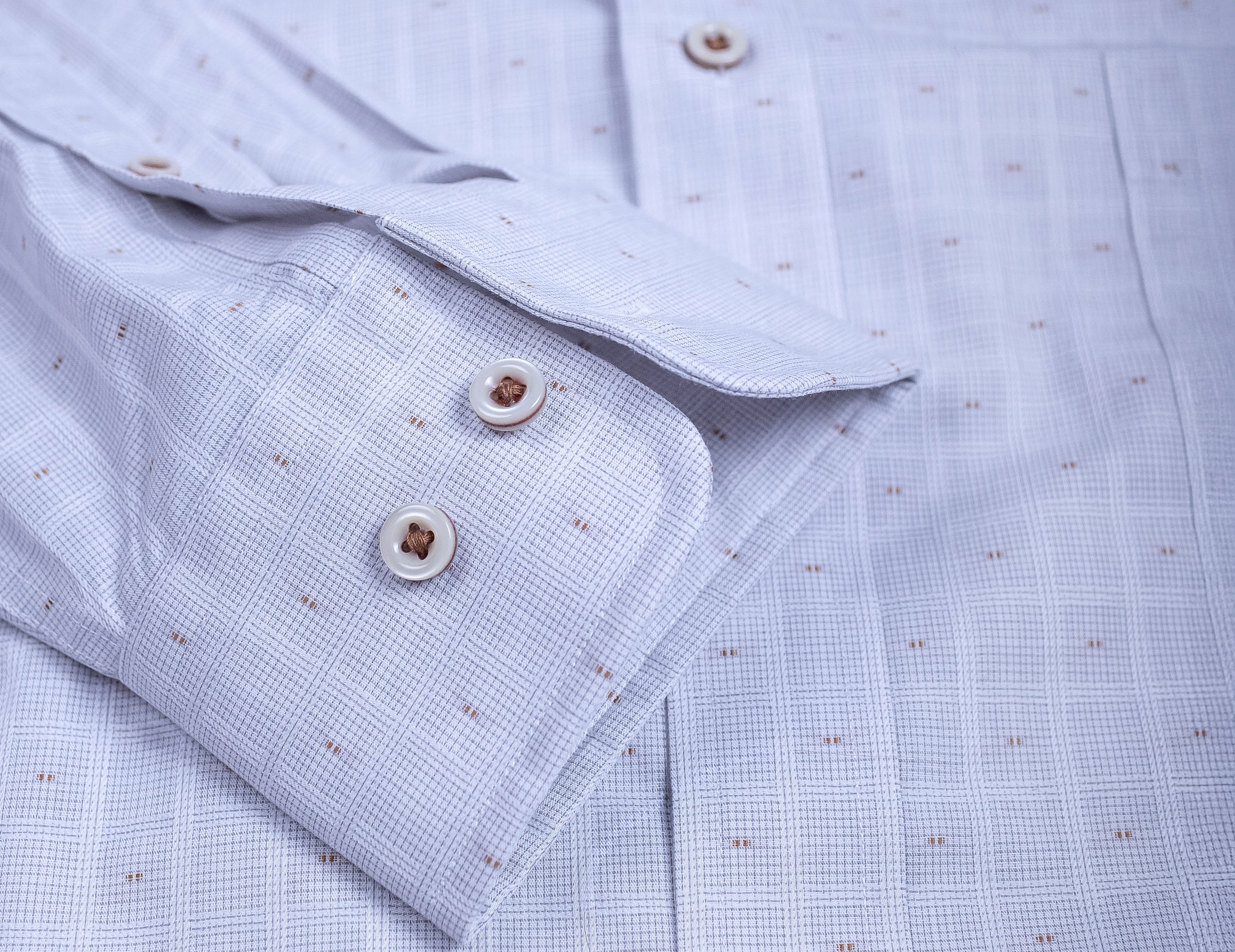 812 CF BD - Taupe Hidden Box Pane Button Down Collar