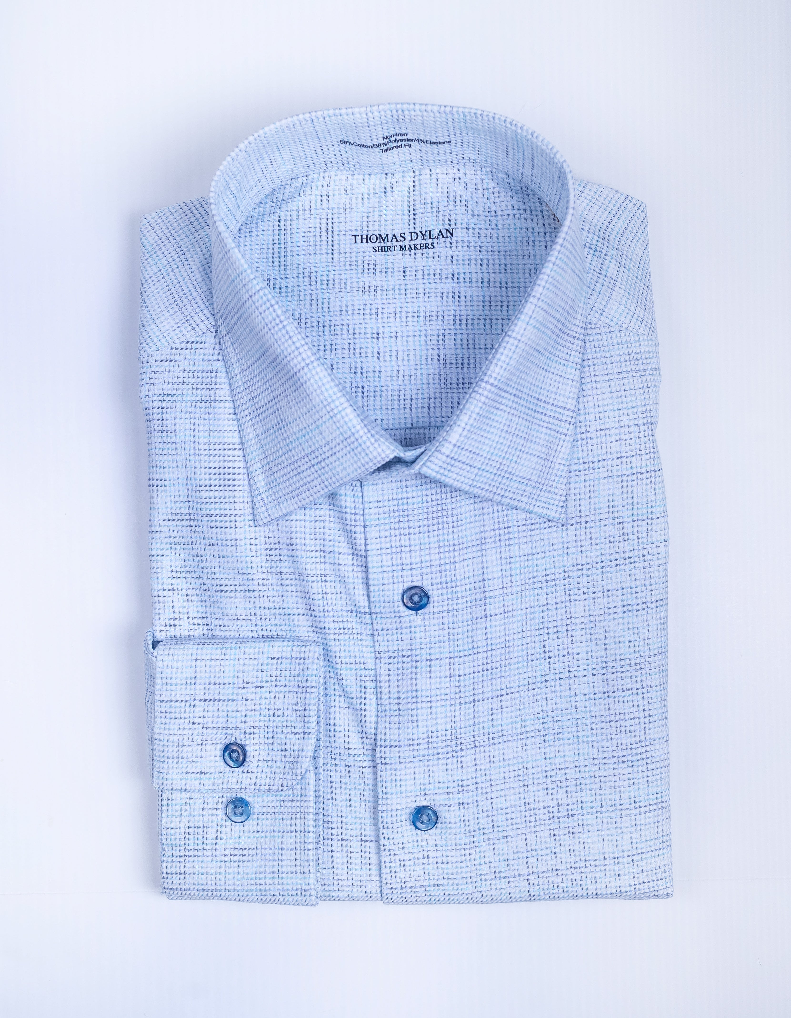 814 TF SC - T-Fit Teal Blue and Ocean Geo Mix Spread Collar