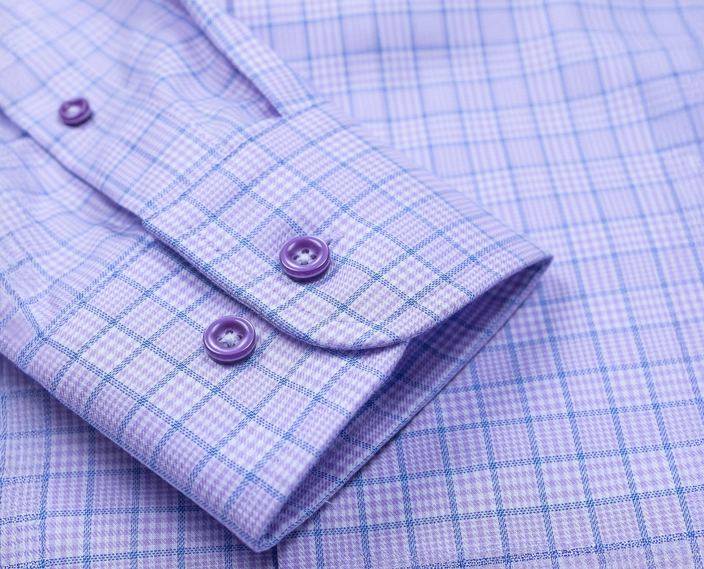 157 CF SC - FF Lavender/Blue Tonal Box Windowpane with Hidden Button ( Arriving Fall 25)
