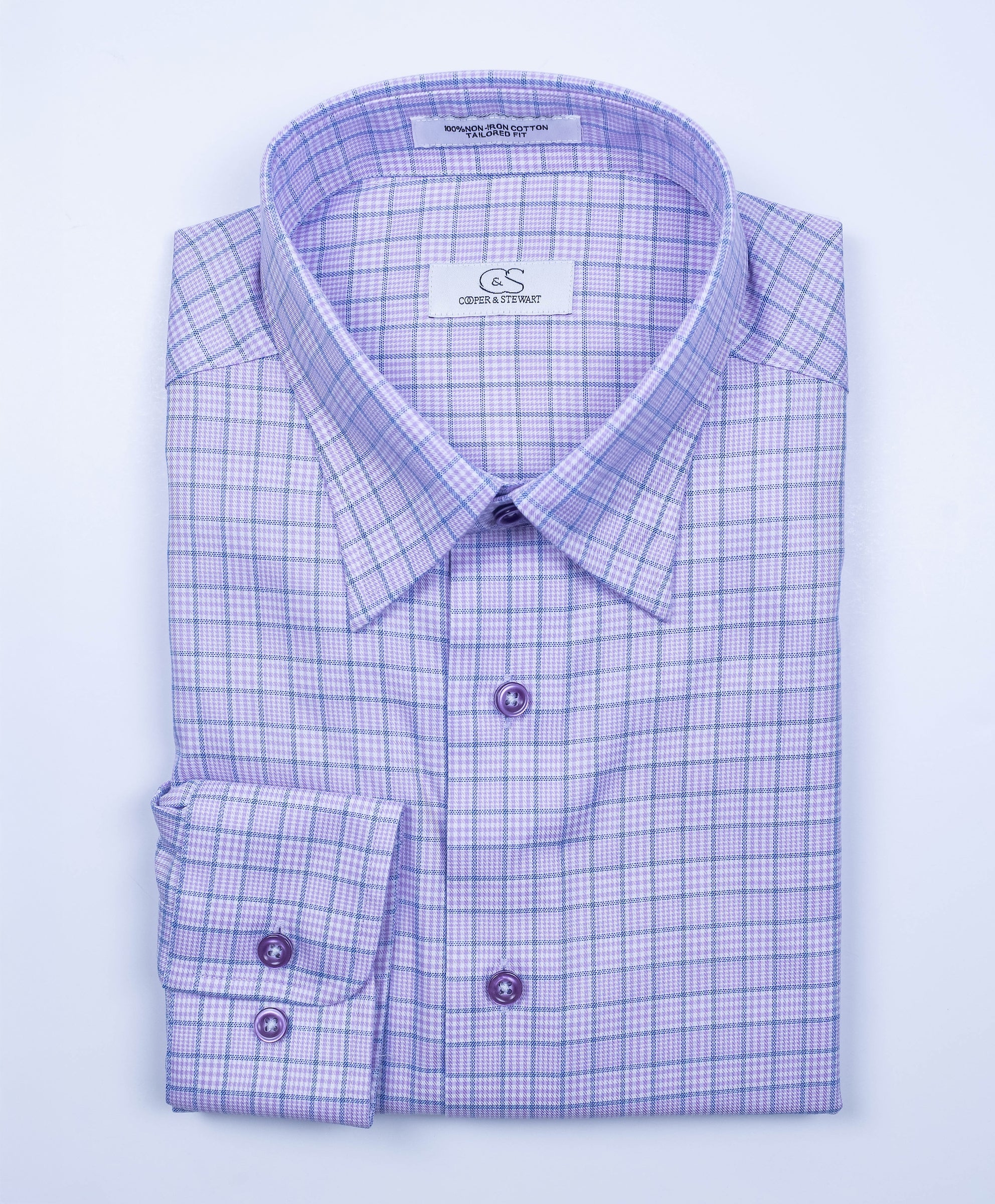 157 CF SC - FF Lavender/Blue Tonal Box Windowpane with Hidden Button ( Arriving Fall 25)