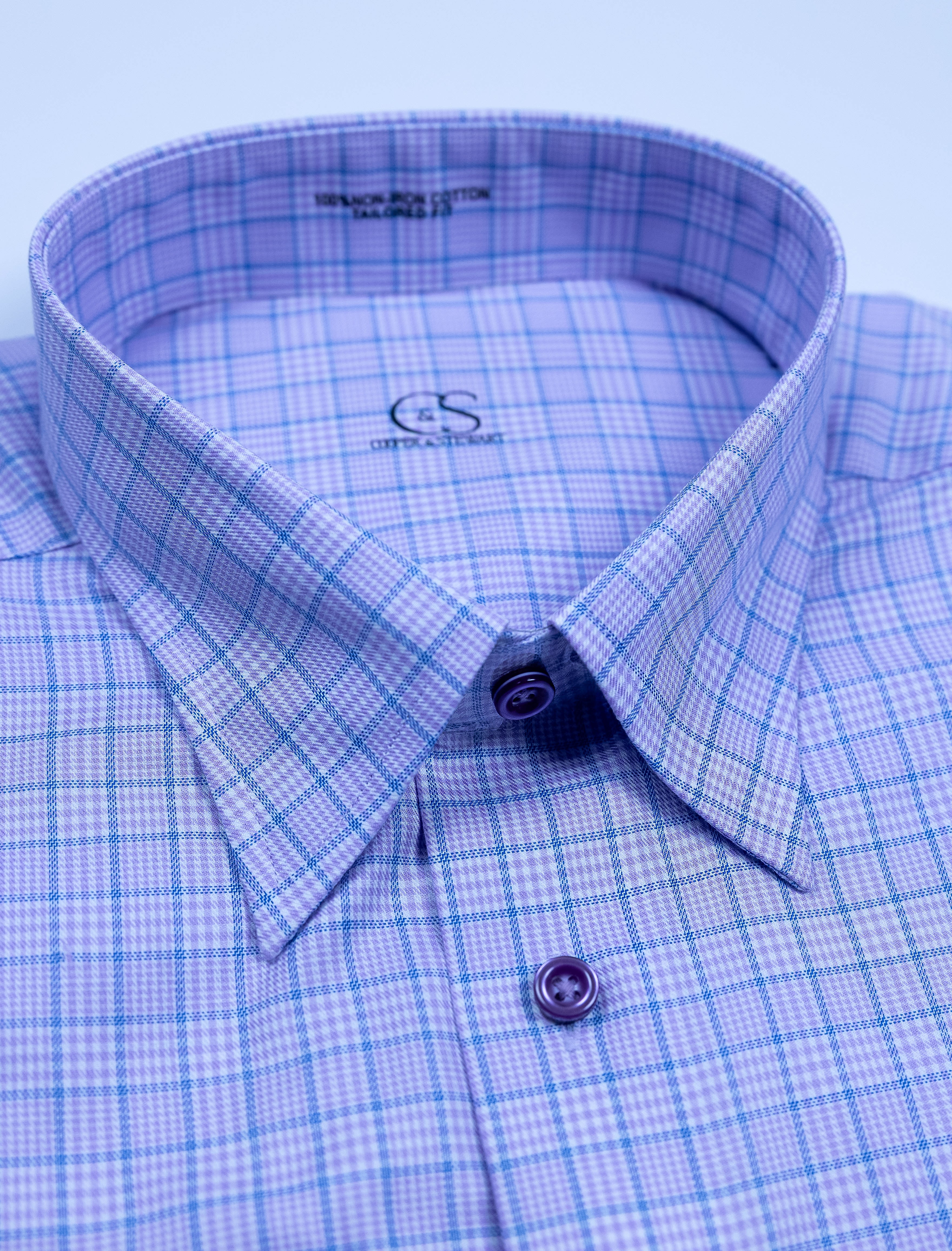 157 CF SC - FF Lavender/Blue Tonal Box Windowpane with Hidden Button