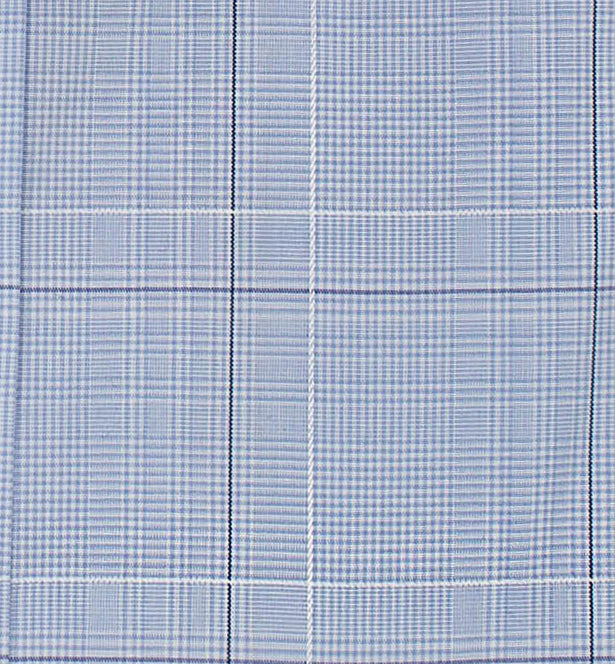 021 TF SC - Blue Ground Square Box Check Tailored Fit Spread Collar