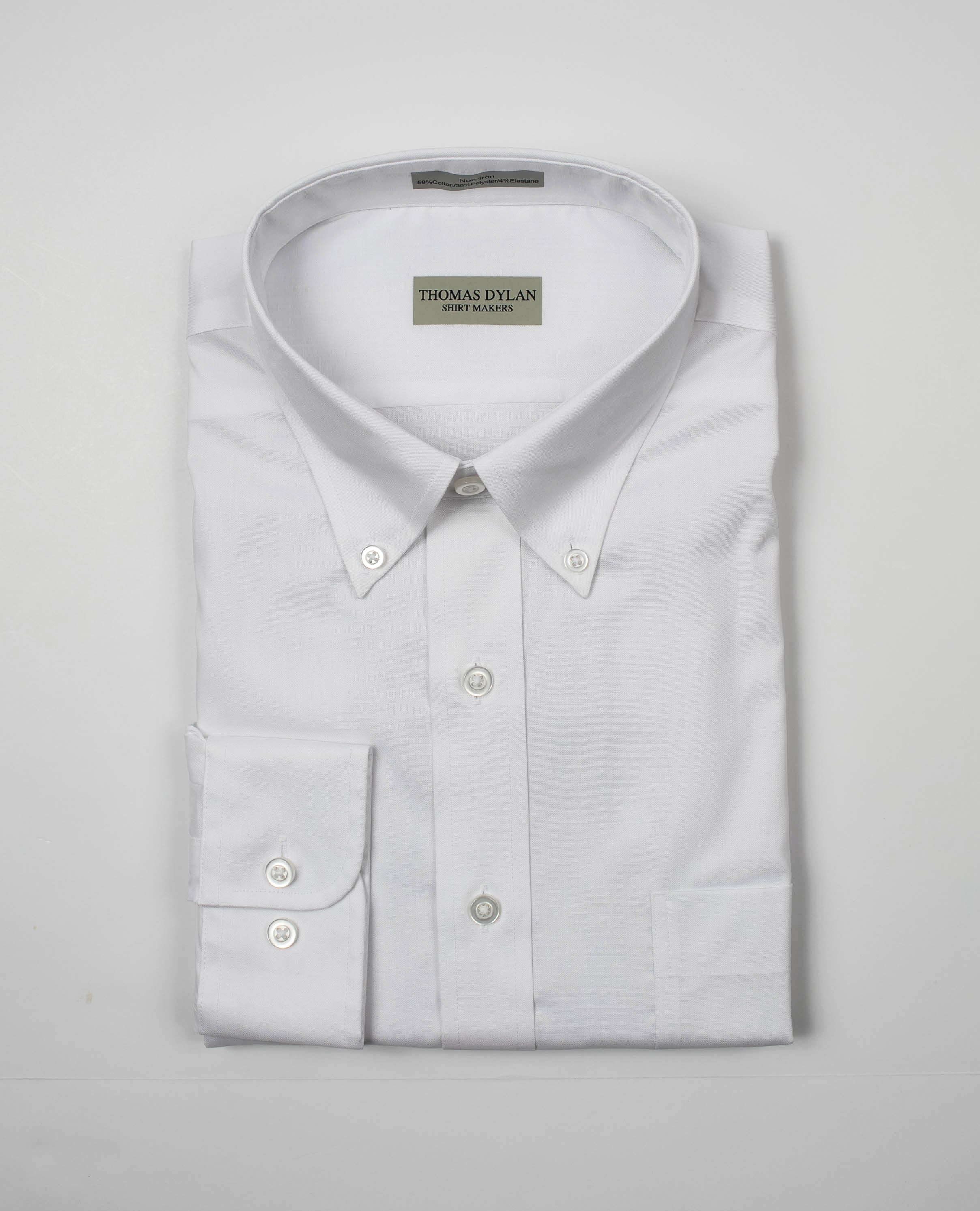 130 SS BD - Thomas Dylan White Short Sleeve Button Down Collar