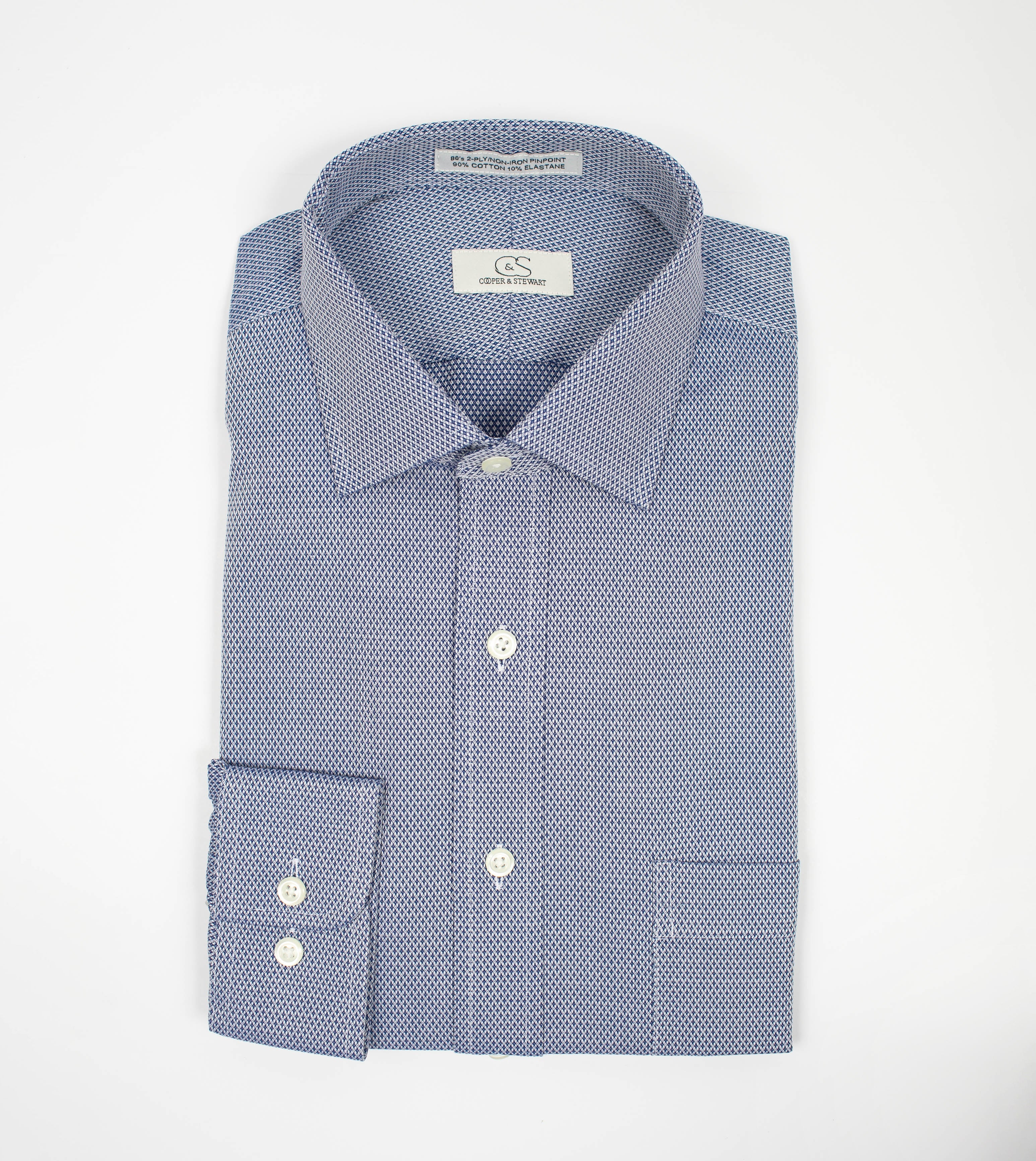 053 TF SC - Blue Diamond Dobby Tailored Fit Spread Collar
