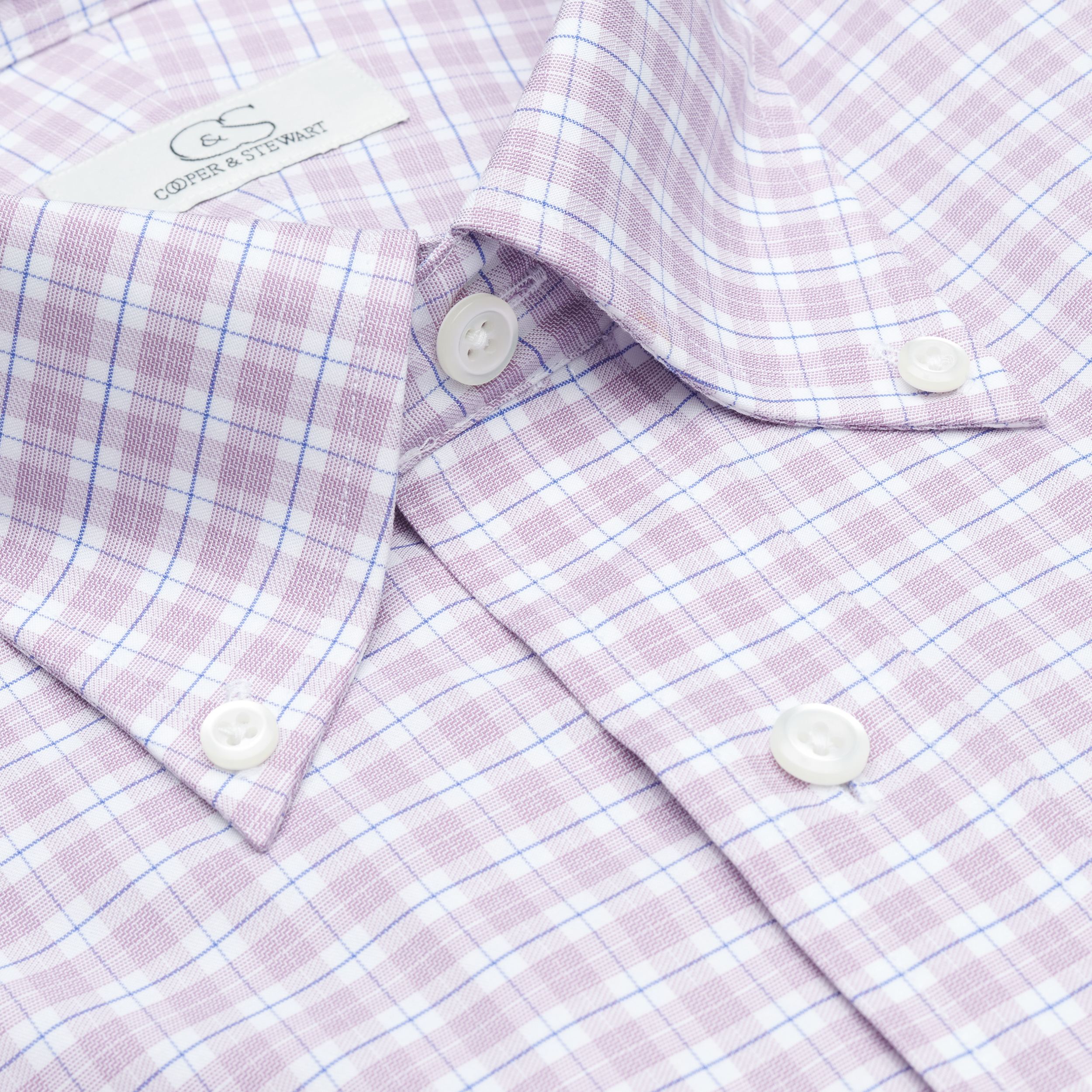 129 - Stretch Mauve & Blue Check BD Dress Shirt Best Dress Shirt 