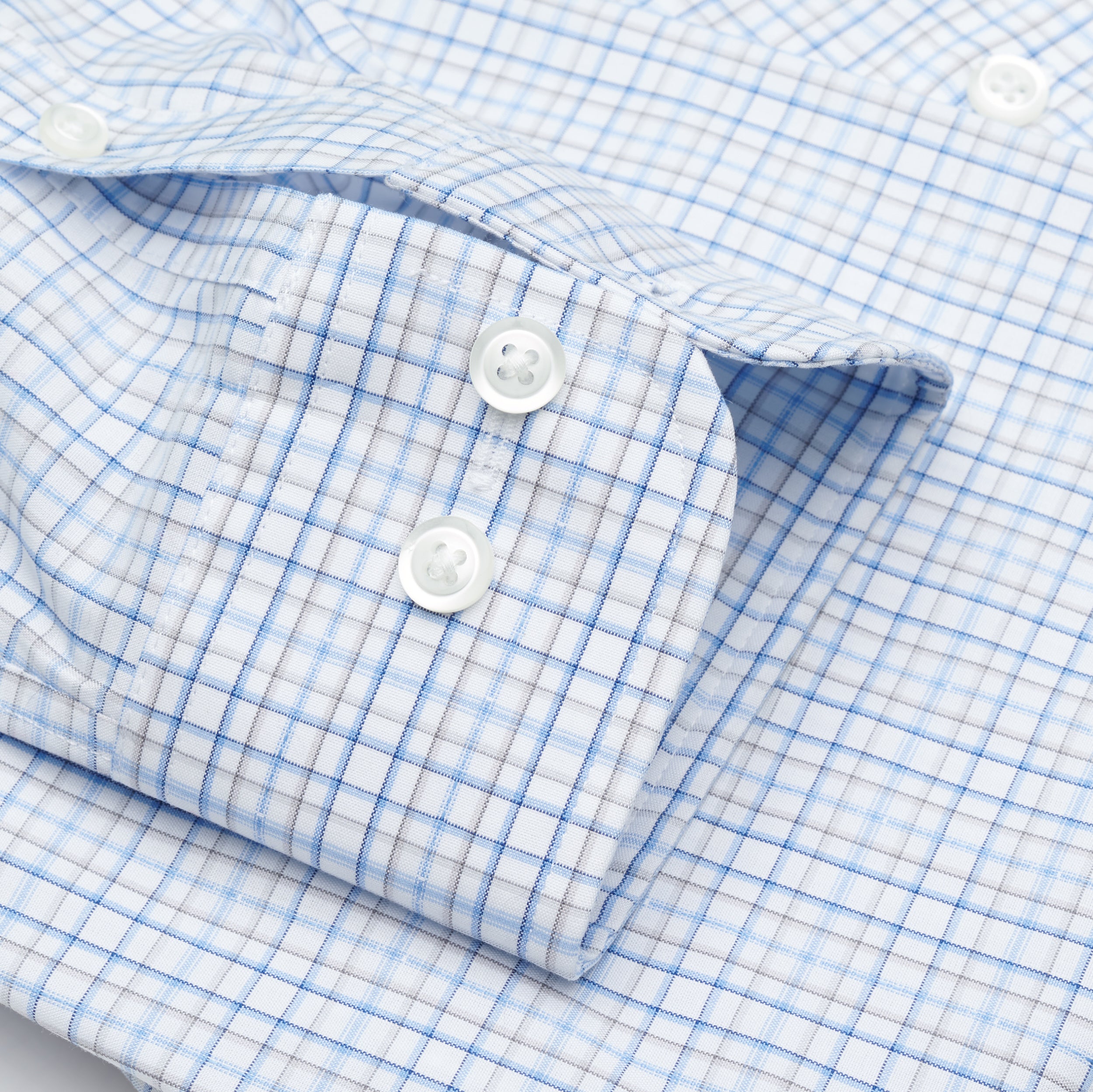 The Harrison - White Ground Blue/Tan Plaid Dress Shirt Best Dress Shirt 