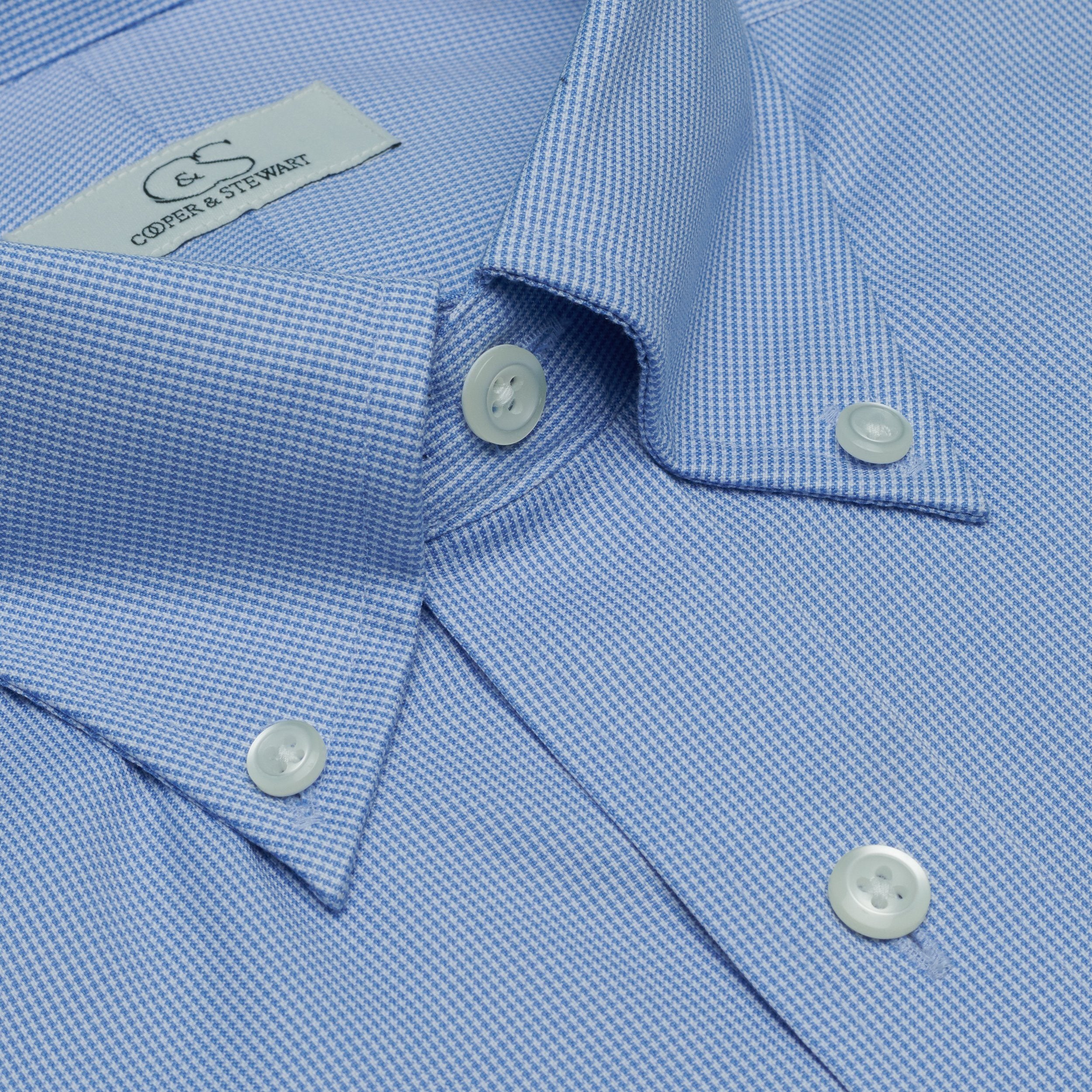 THE ABERDEEN - Blue Houndstooth BD Dress Shirt Best Dress Shirt 