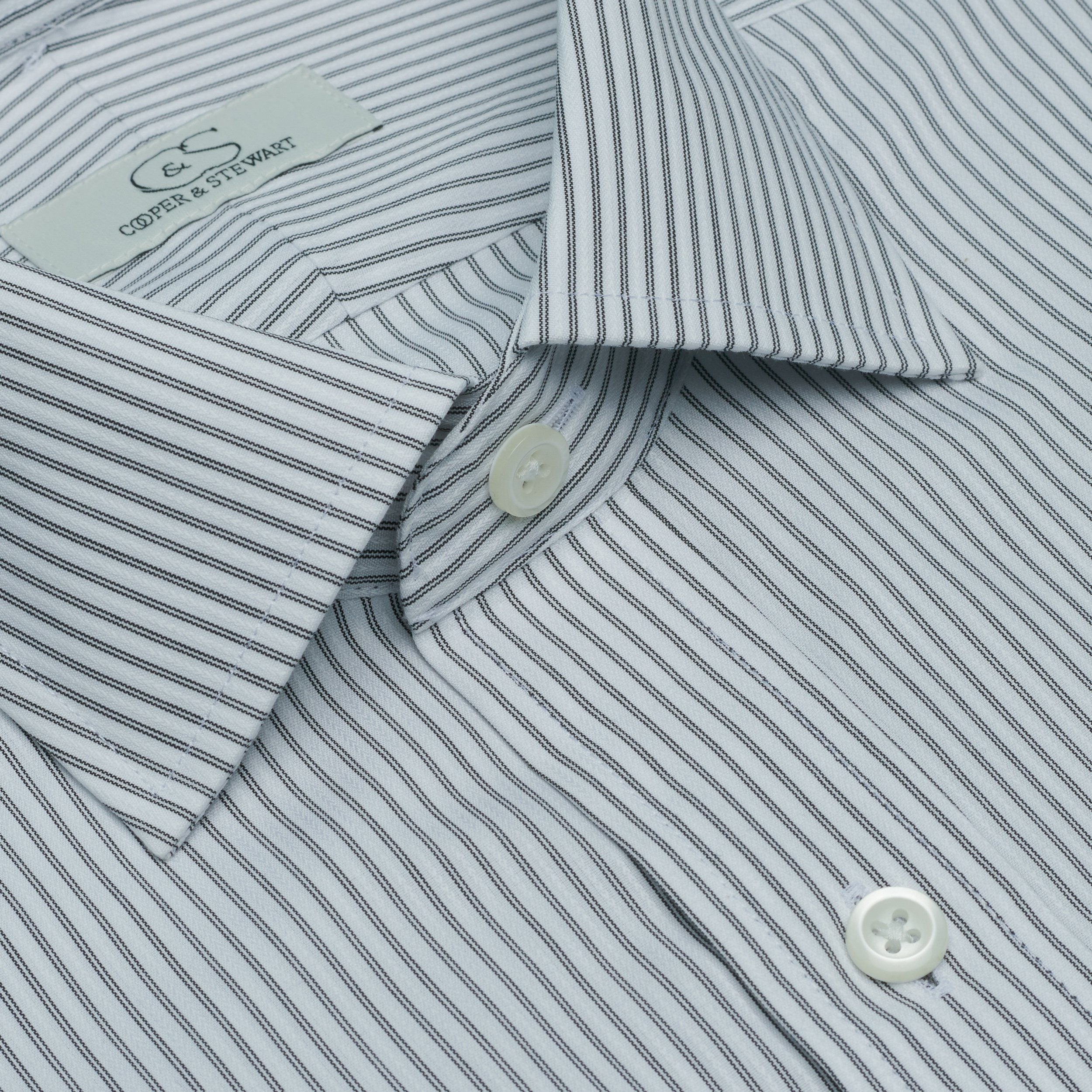 062-Black Satin Stripe-Spread Collar-Tailor Fit Best Dress Shirt 