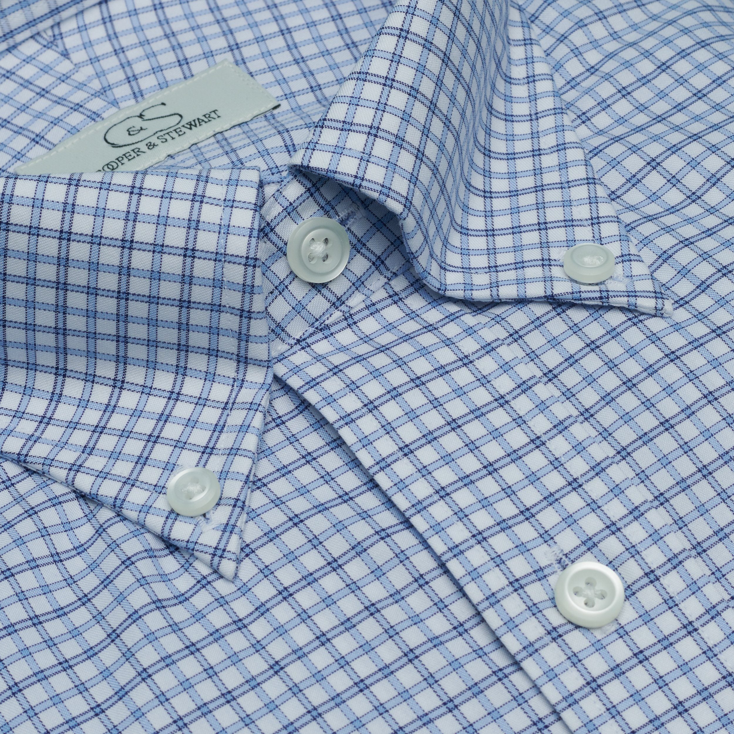 082-Blue/Navy Plaid Button Down Tailor Fit Best Dress Shirt 