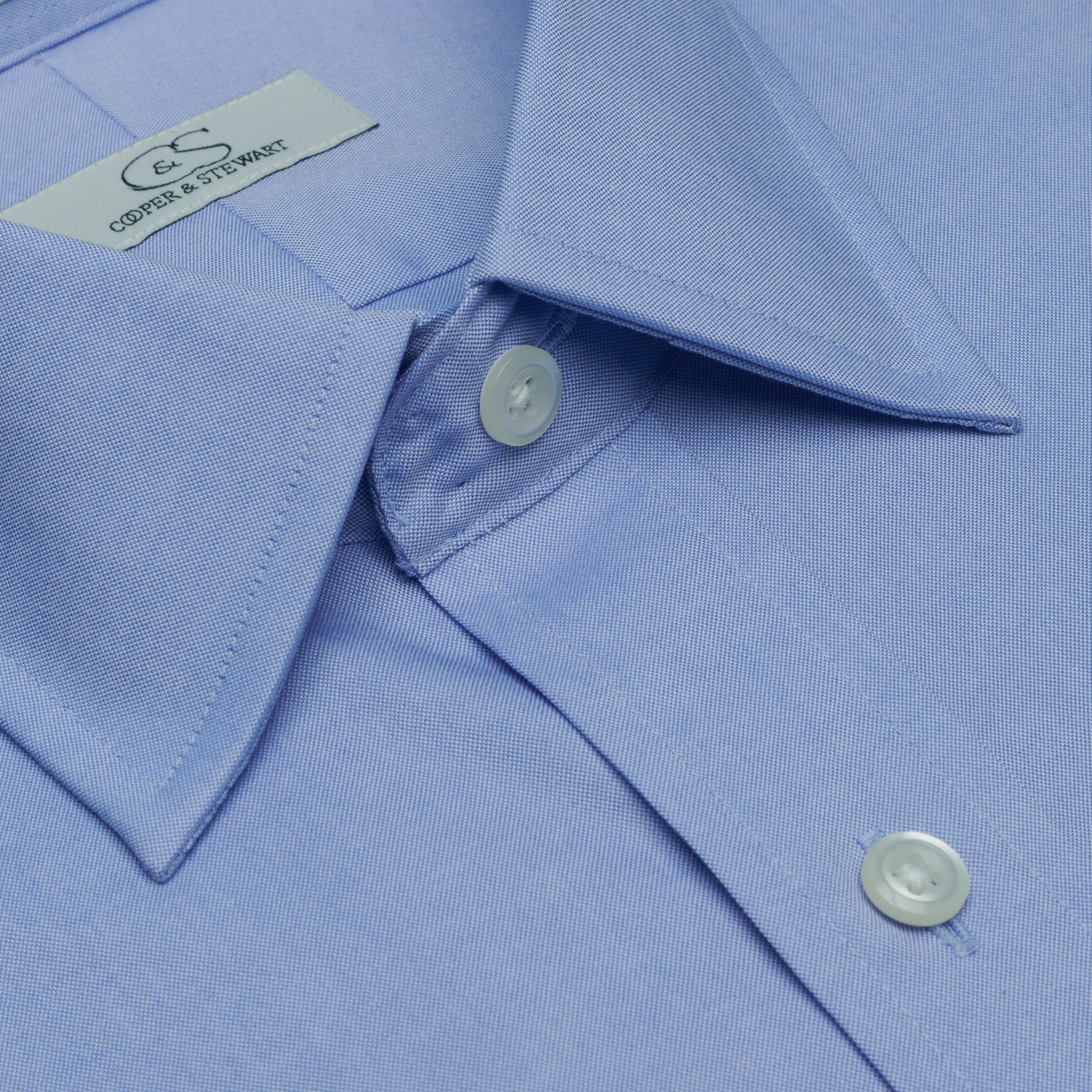 000-Blue-Straight Collar-Tailor Fit Best Dress Shirt 