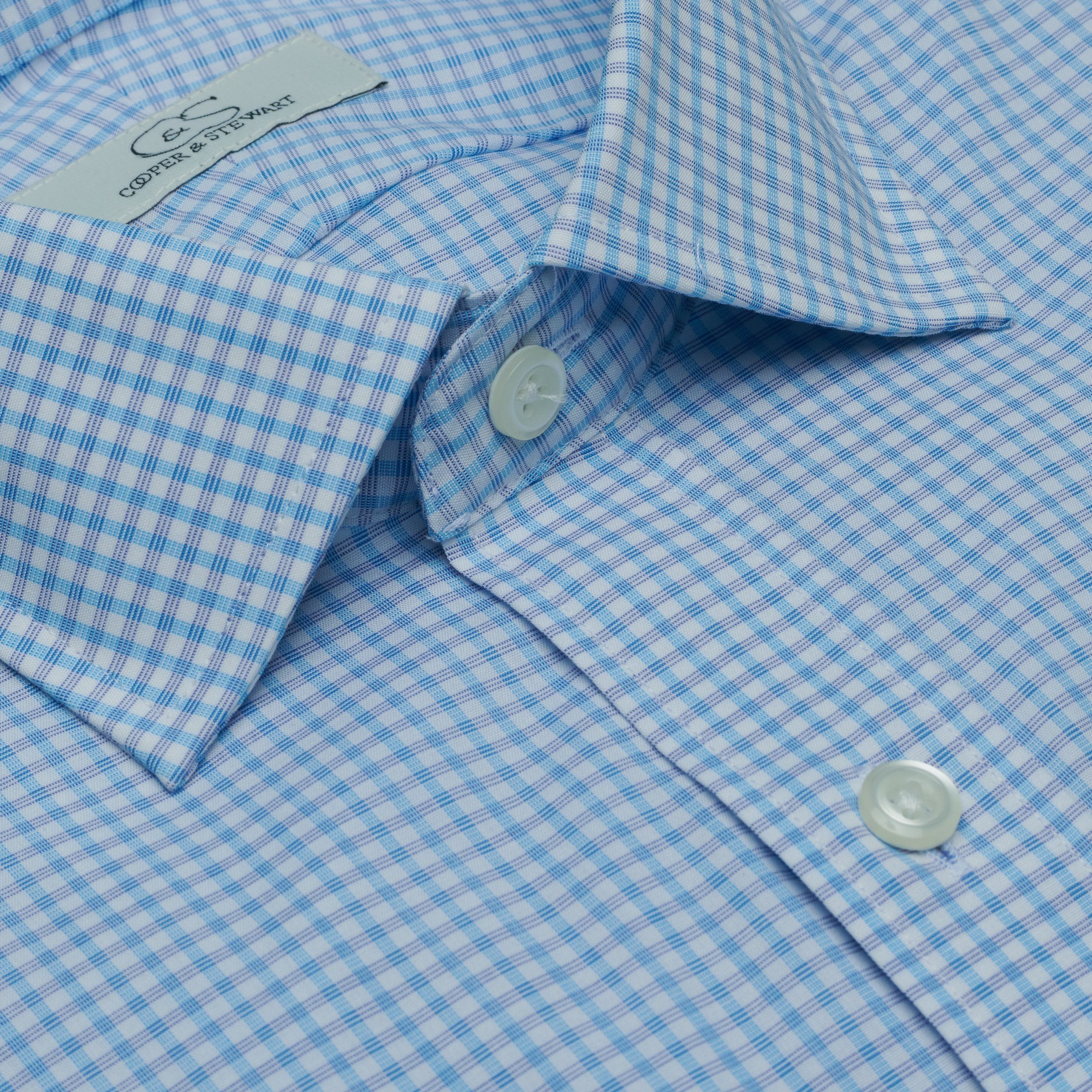 065 - Stretch Sm Gingham Chk SF Dress Shirt Cooper and Stewart 