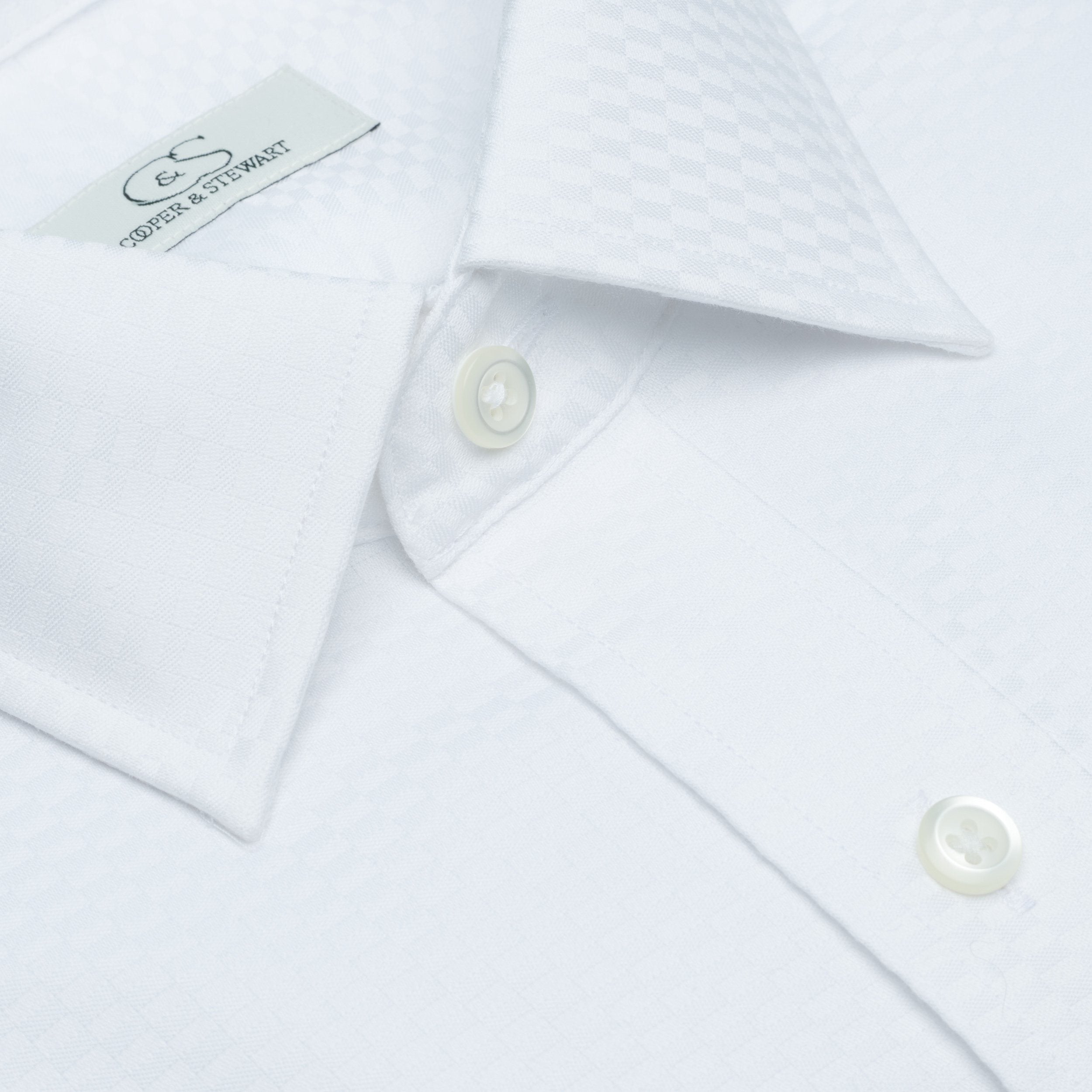 043 - White Tonal Check SC Dress Shirt Best Dress Shirt 