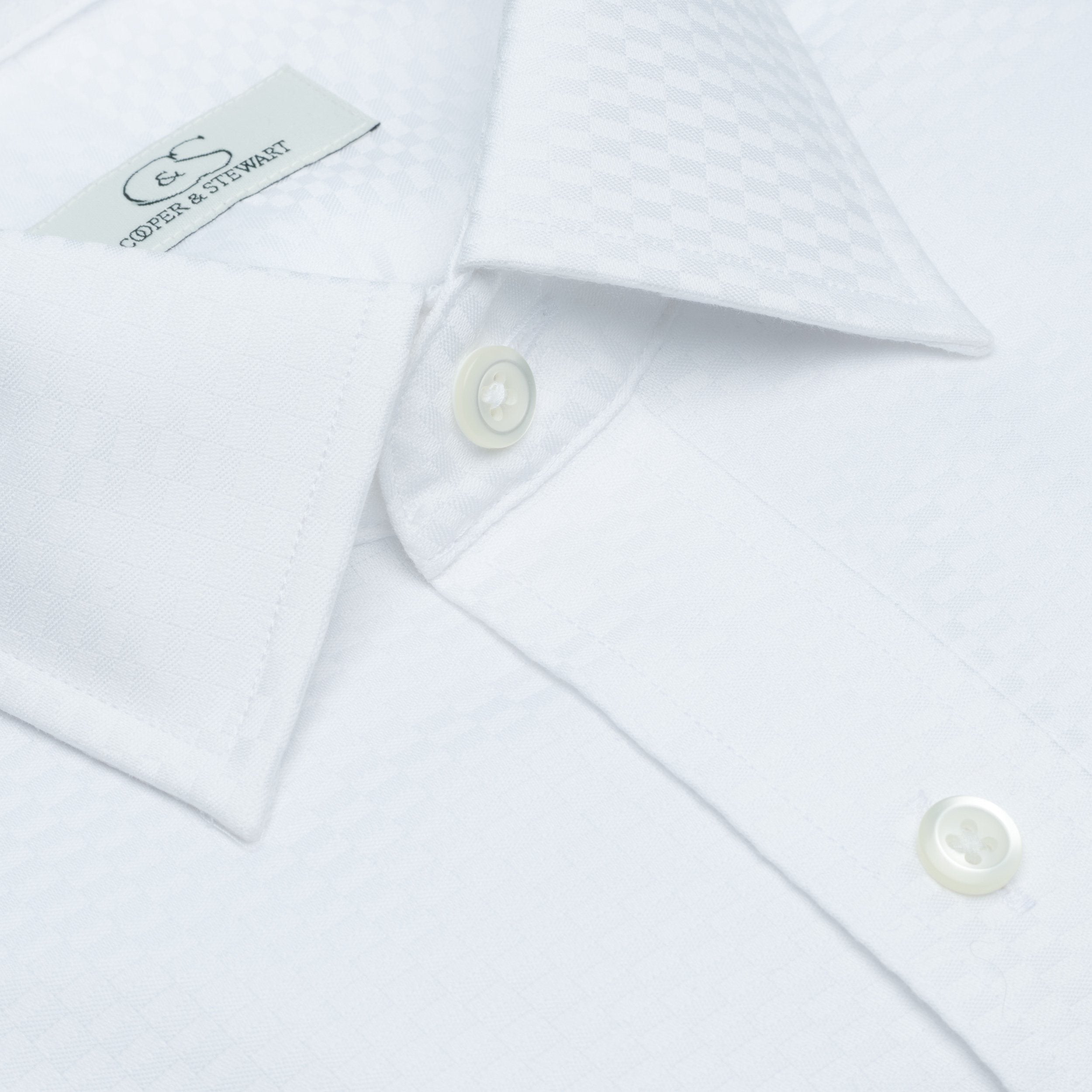 043 - White Tonal Check SC TF Dress Shirt Best Dress Shirt 