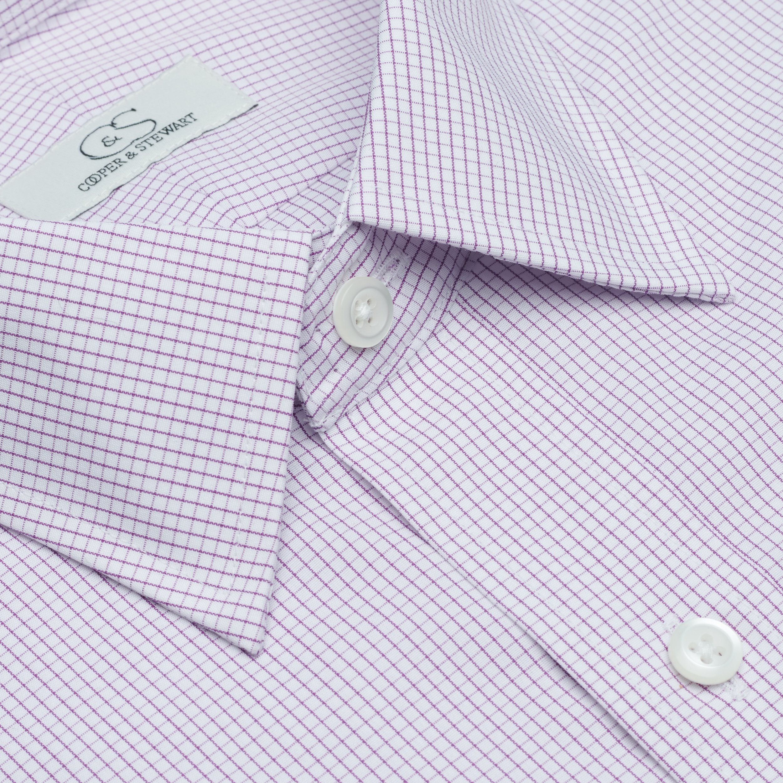 050 Graph Check-Berry-Spread Collar-Tailor Fit Best Dress Shirt 