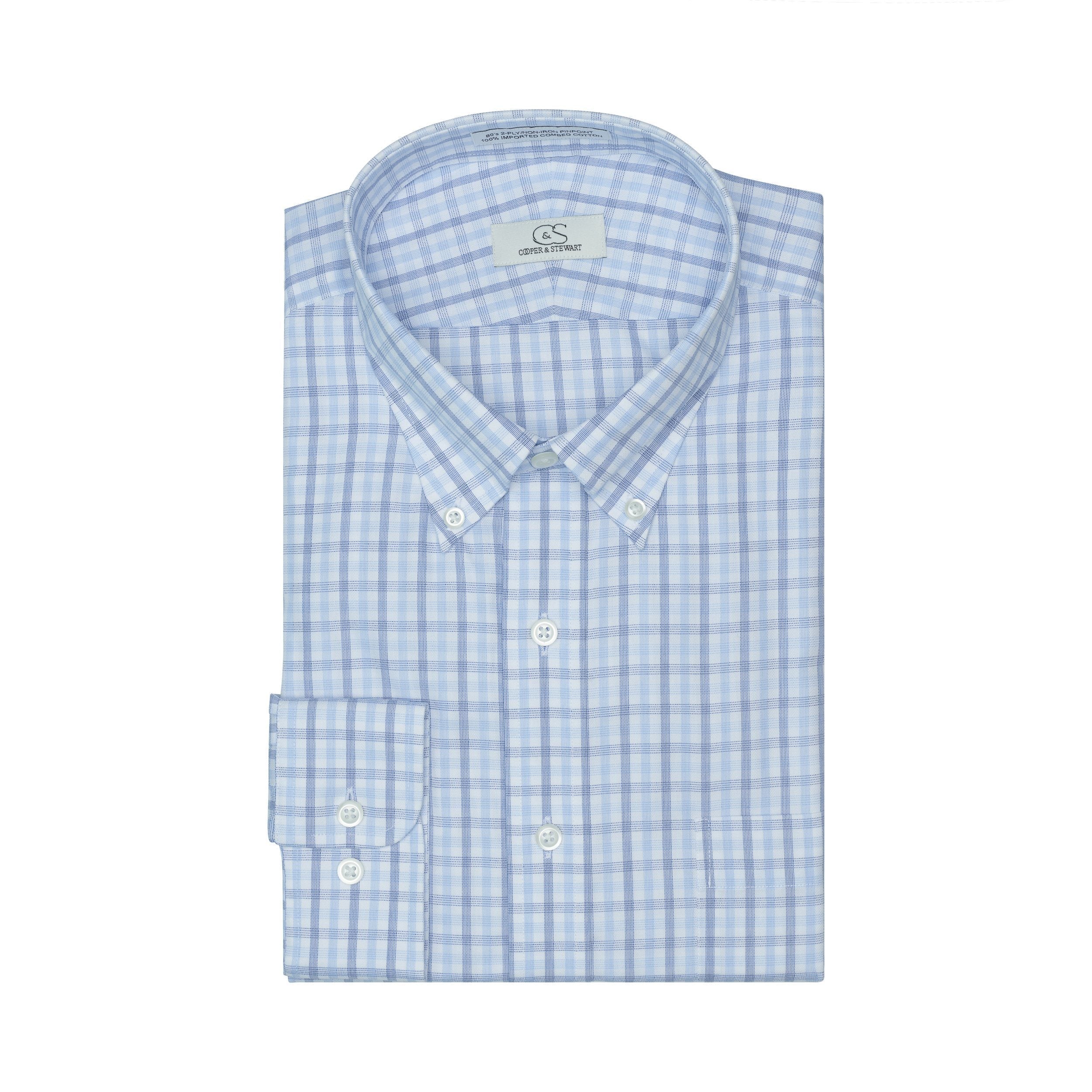 063 - White Ground Multi Plaid BD Dress Shirt Best Dress Shirt 
