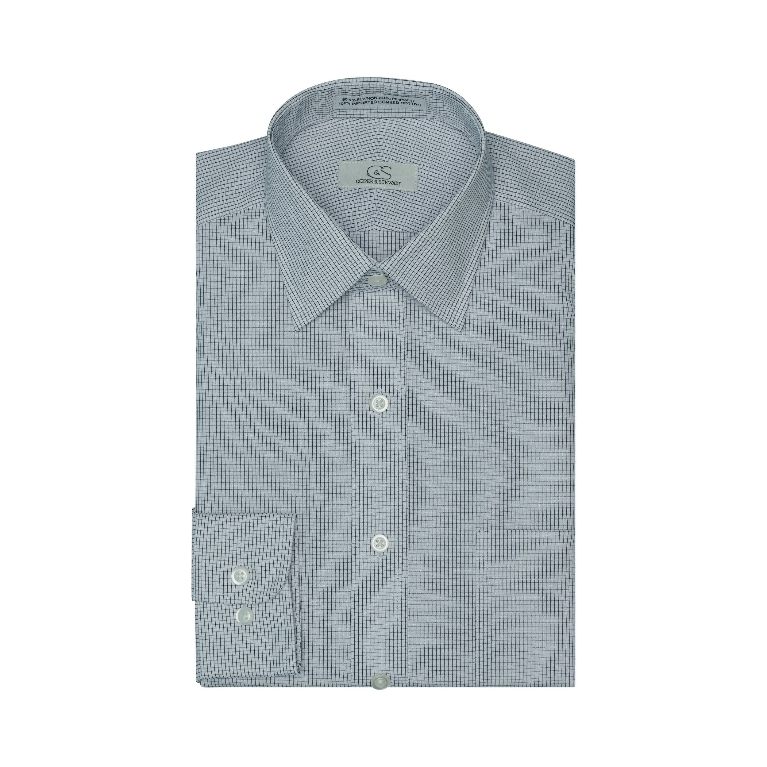018-Graph Check Black-Spread Collar-Tailor Fit Best Dress Shirt 