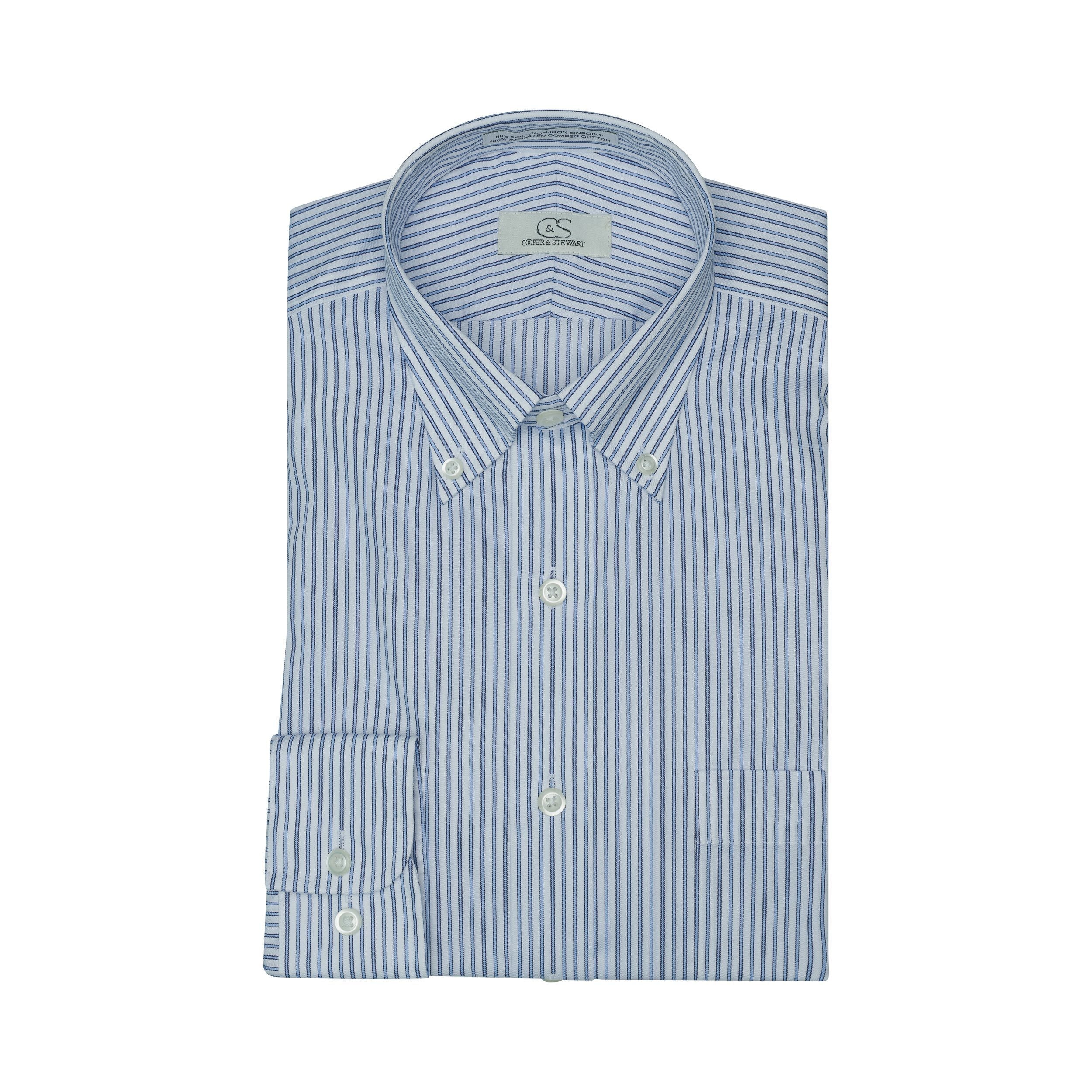 071-White Ground Blue Best Dress Shirt 