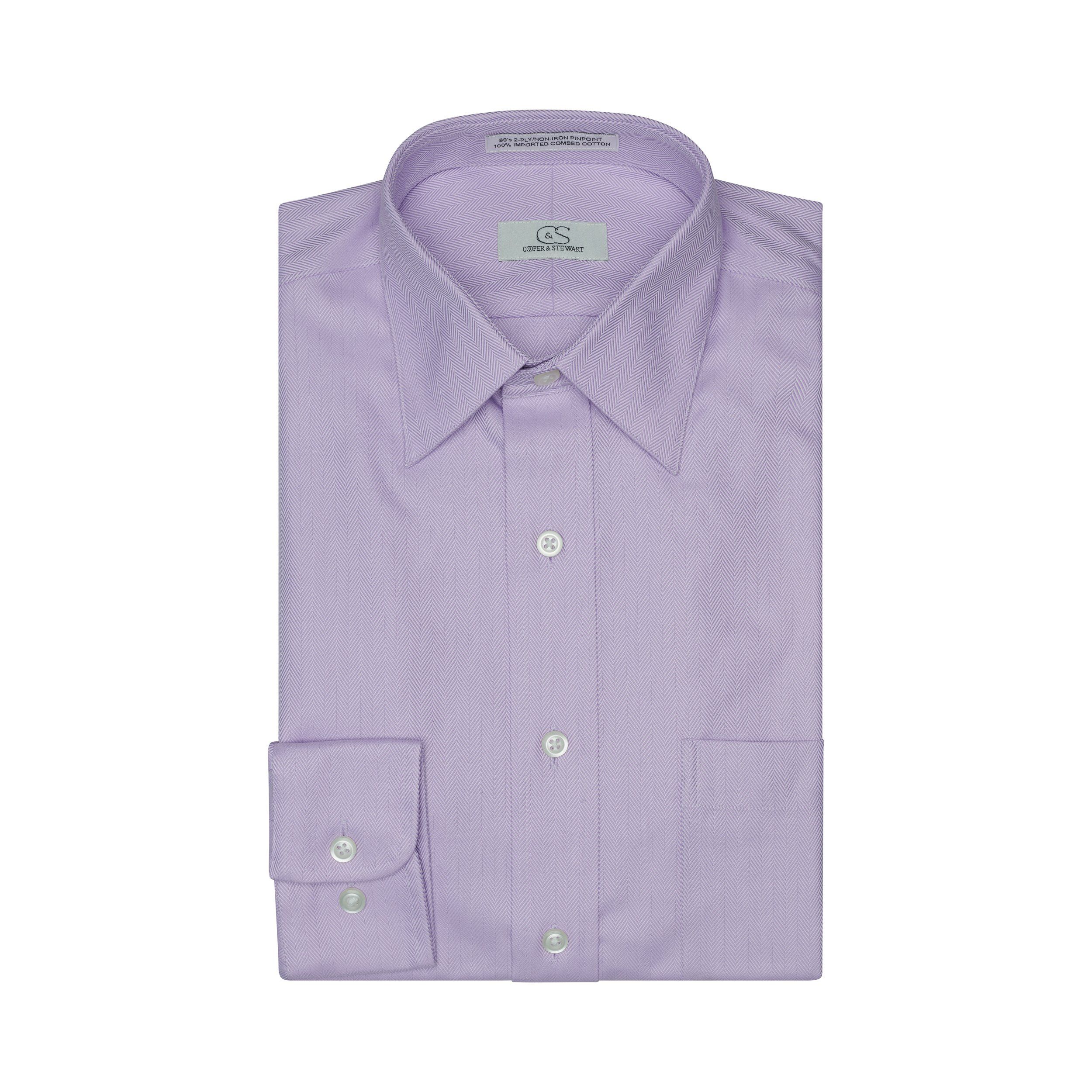 045 - Lavender Herringbone SC Dress Shirt Cooper and Stewart 