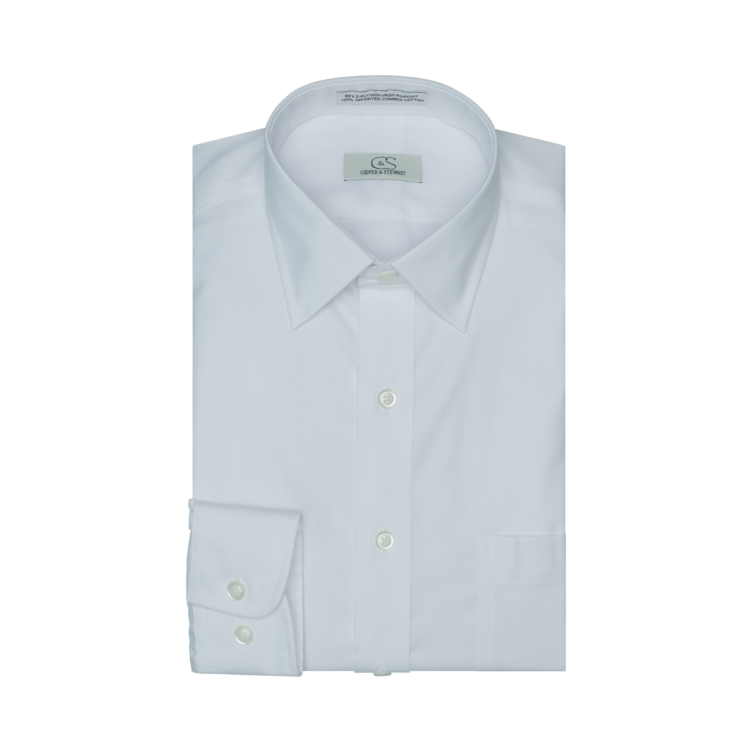 000-White Spread Collar-Tailor Fit Mens Dress Shirt Cooper and Stewart 
